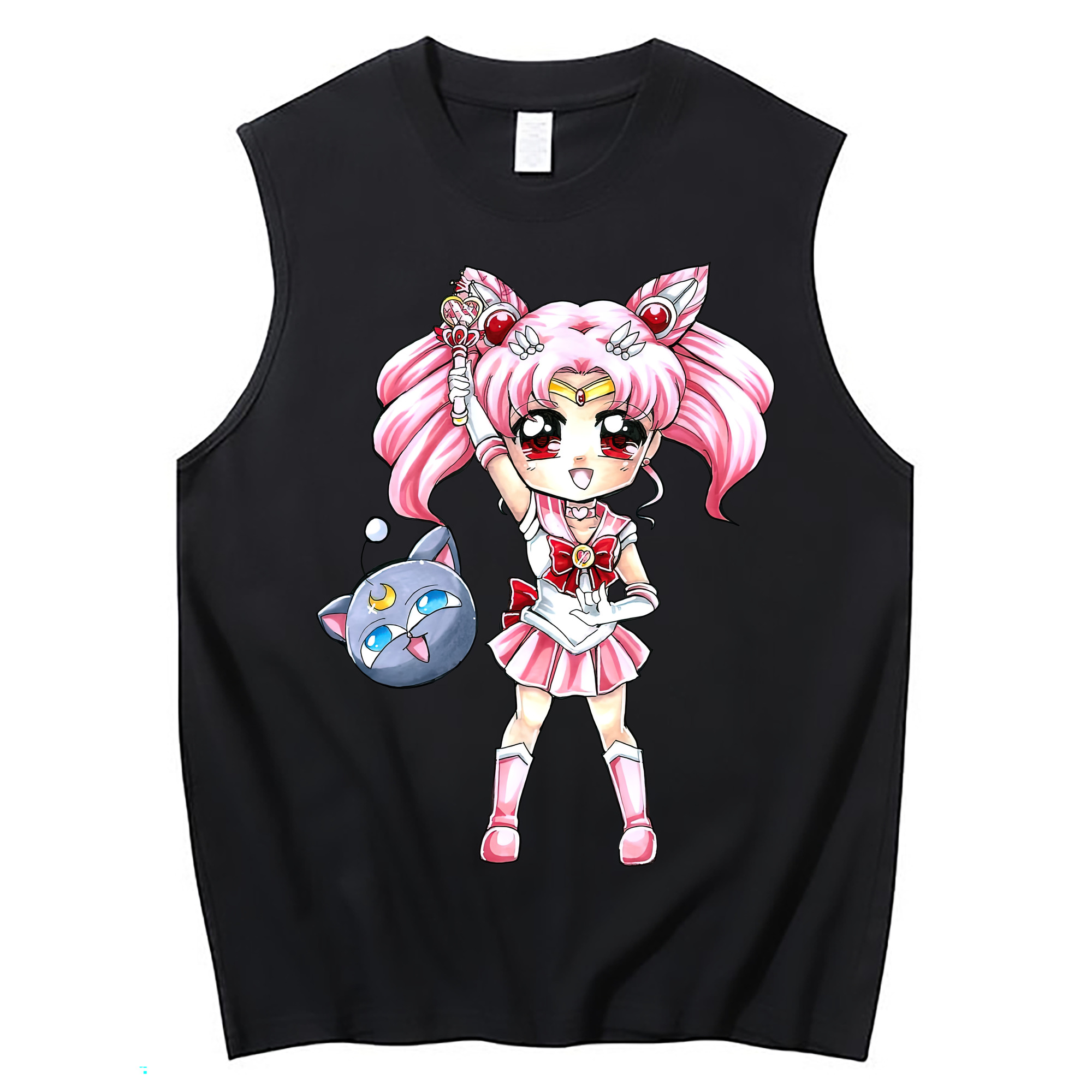 （画像用） 美少女戦士セーラームーン ちびうさ Sailor Moon Chibiusa Tsukino Usagi Small Lady Serenity コットン100％タンクトップ（フロントプリント）