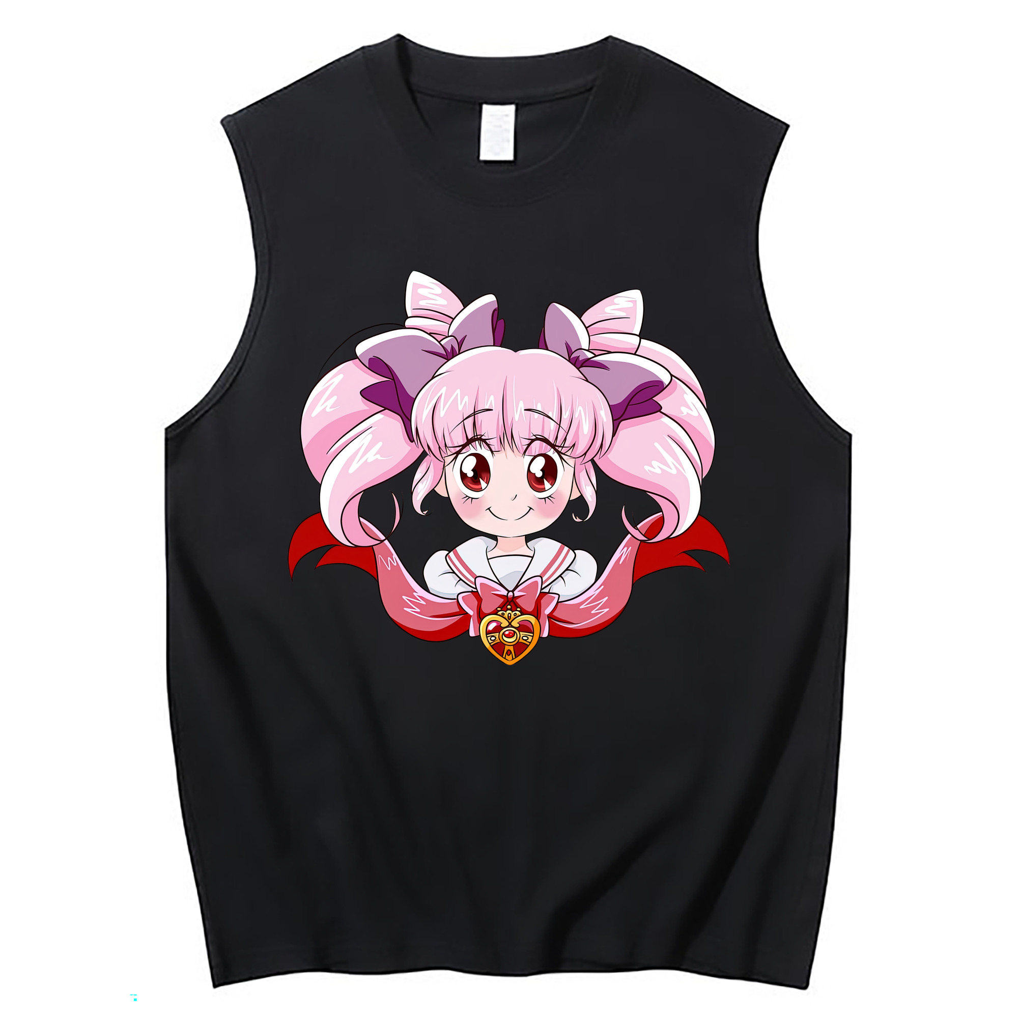（画像用） 美少女戦士セーラームーン ちびうさ Sailor Moon Chibiusa Tsukino Usagi Small Lady Serenity コットン100％タンクトップ（フロントプリント）