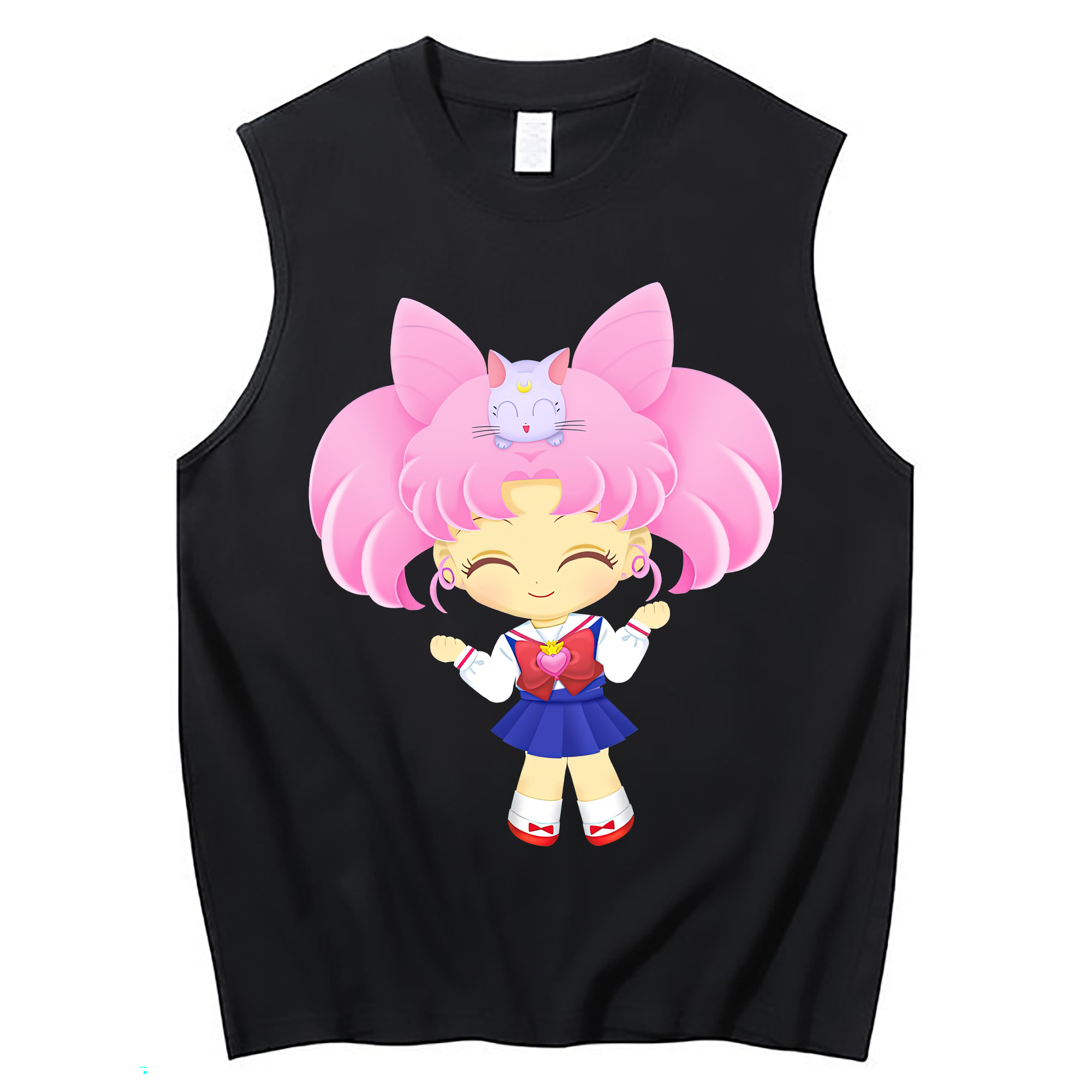 （画像用） 美少女戦士セーラームーン ちびうさ Sailor Moon Chibiusa Tsukino Usagi Small Lady Serenity コットン100％タンクトップ（フロントプリント）