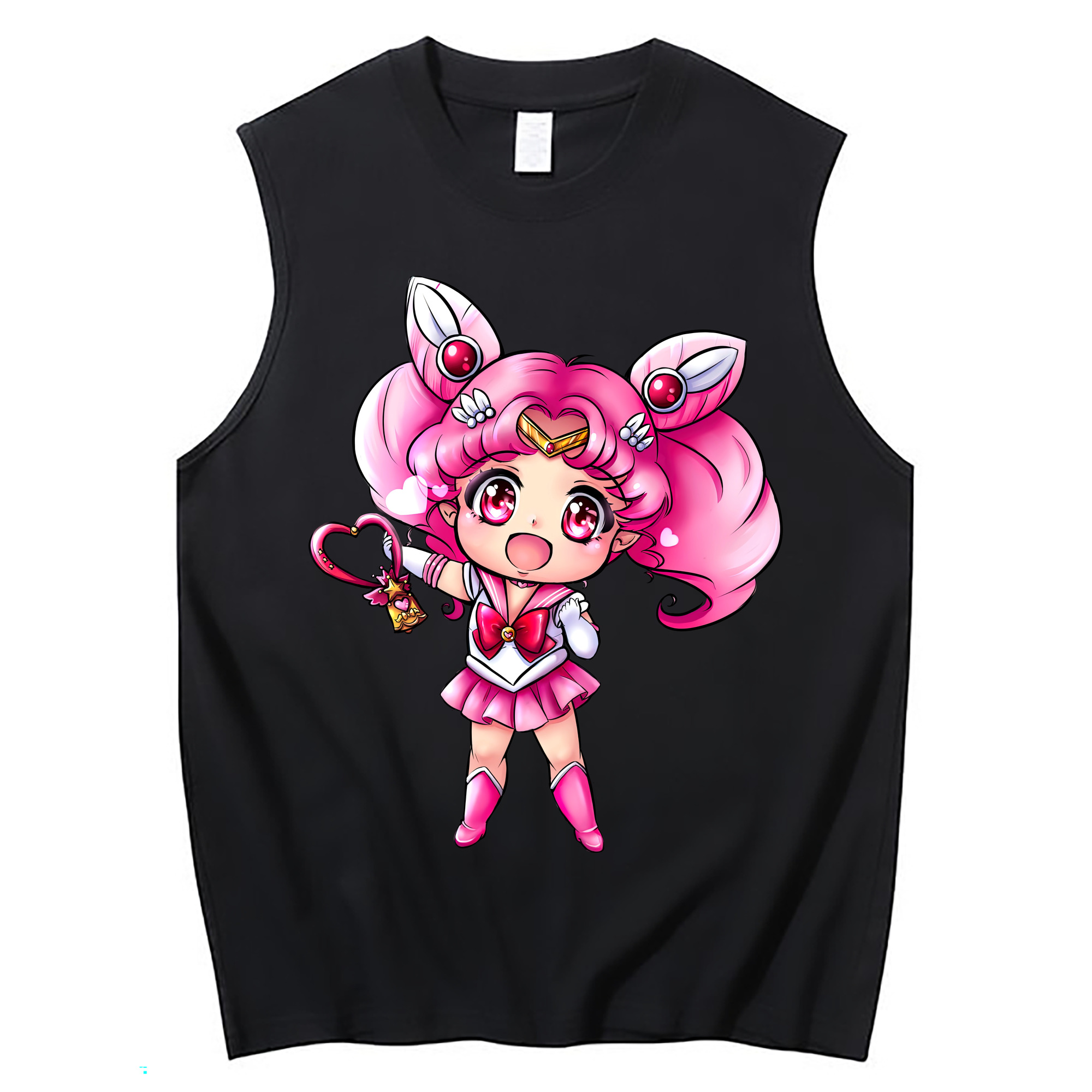 （画像用） 美少女戦士セーラームーン ちびうさ Sailor Moon Chibiusa Tsukino Usagi Small Lady Serenity コットン100％タンクトップ（フロントプリント）