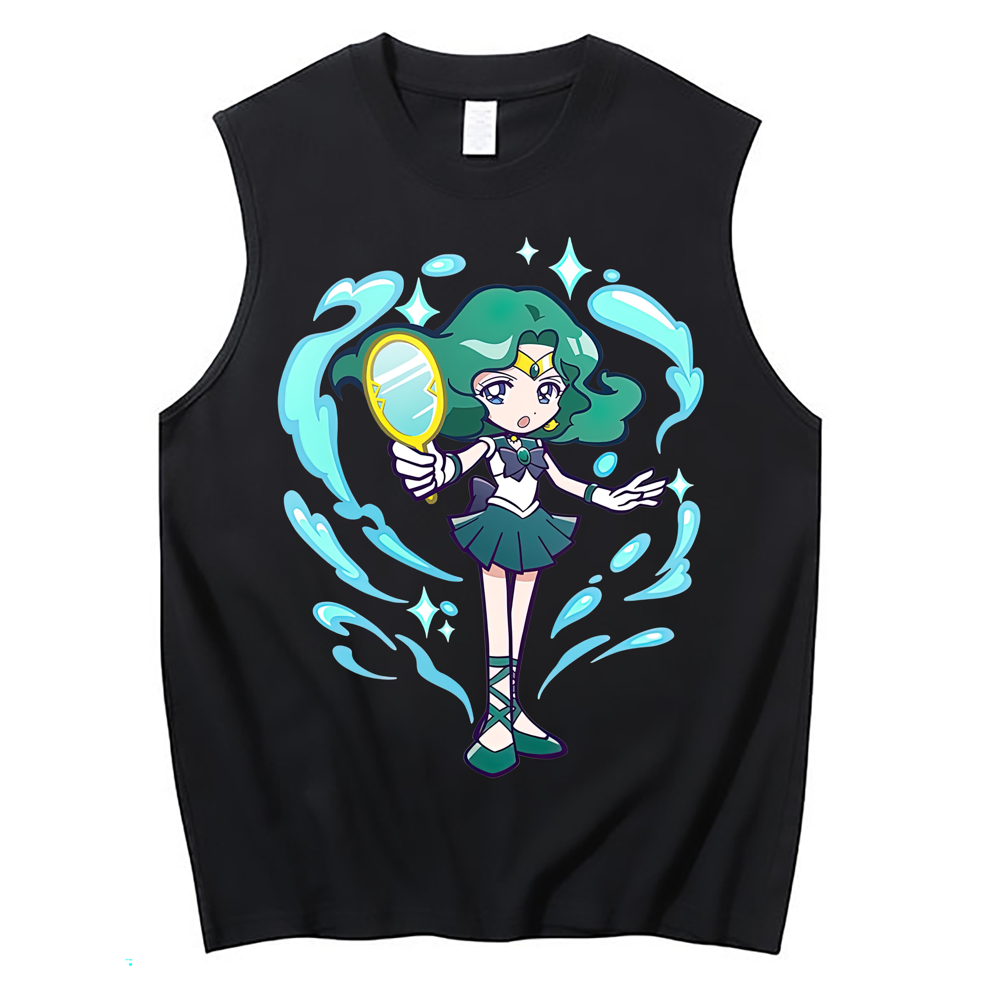 （画像用） 美少女戦士セーラームーン 海王 みちる（かいおう みちる） Sailor Moon Kaiou Michiru コットン100％タンクトップ（フロントプリント）