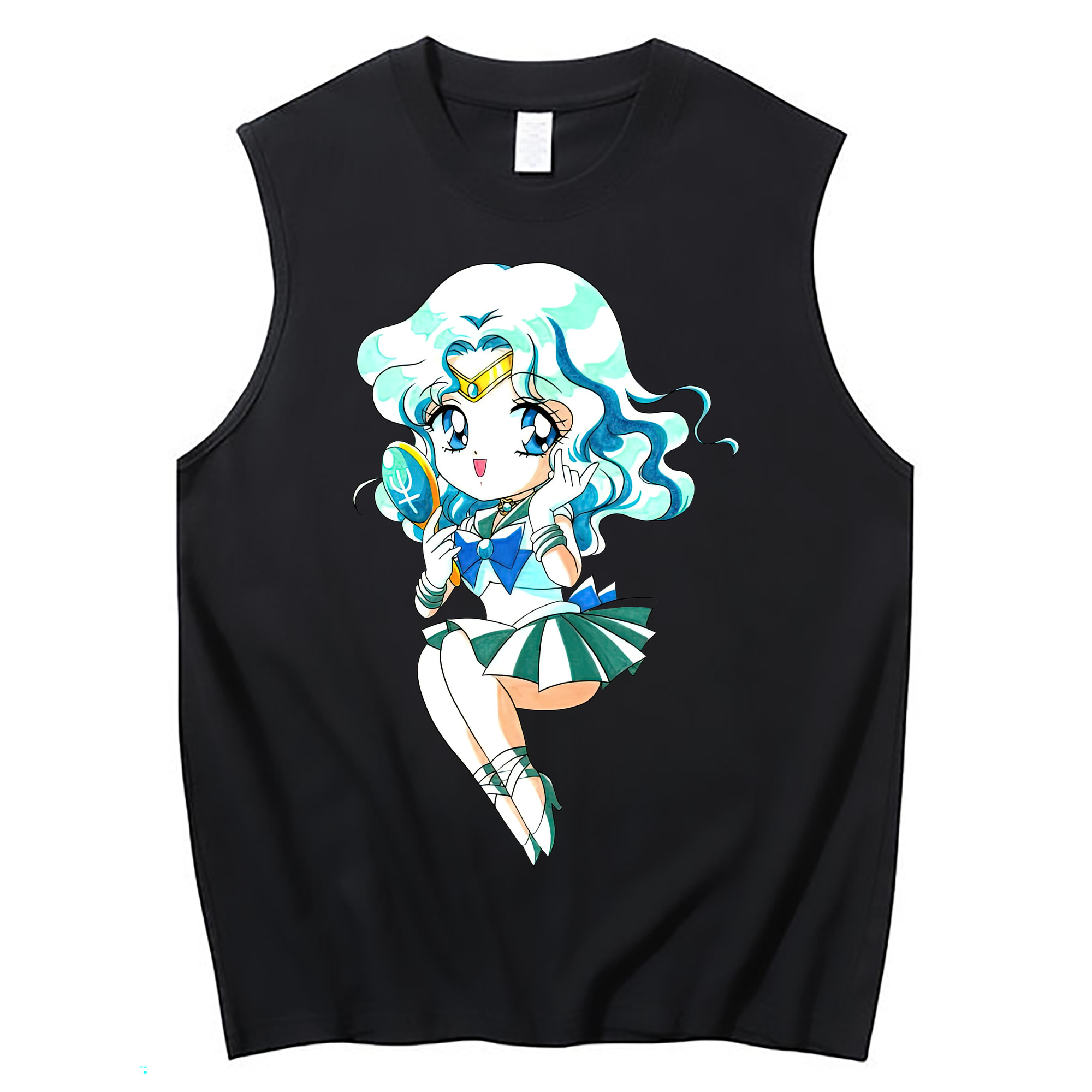 （画像用） 美少女戦士セーラームーン 海王 みちる（かいおう みちる） Sailor Moon Kaiou Michiru コットン100％タンクトップ（フロントプリント）