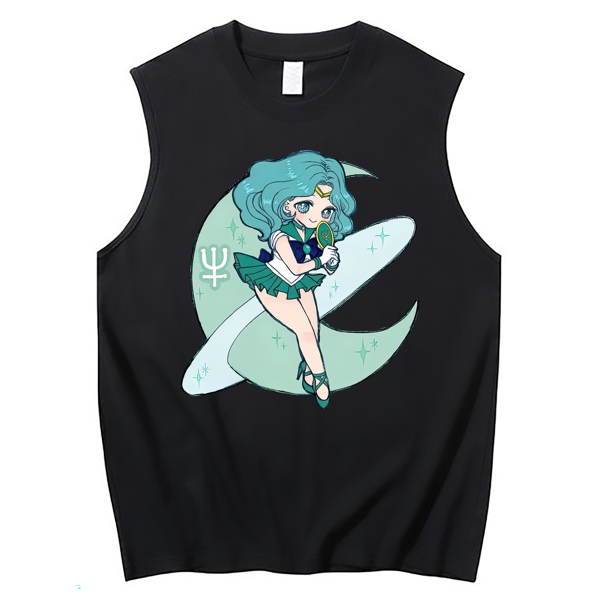 （画像用） 美少女戦士セーラームーン 海王 みちる（かいおう みちる） Sailor Moon Kaiou Michiru コットン100％タンクトップ（フロントプリント）