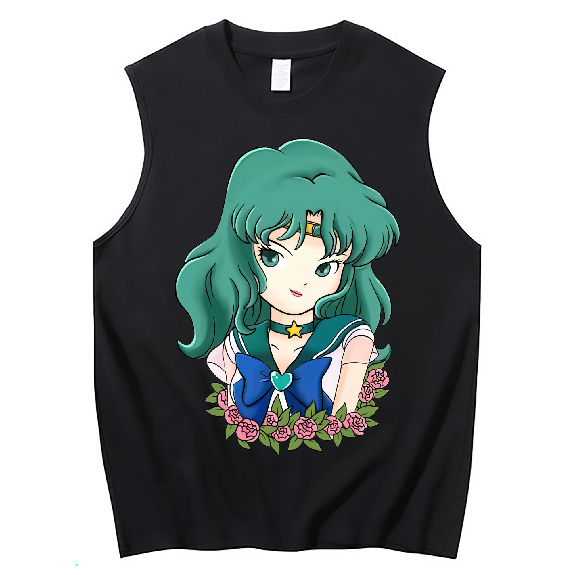 （画像用） 美少女戦士セーラームーン 海王 みちる（かいおう みちる） Sailor Moon Kaiou Michiru コットン100％タンクトップ（フロントプリント）
