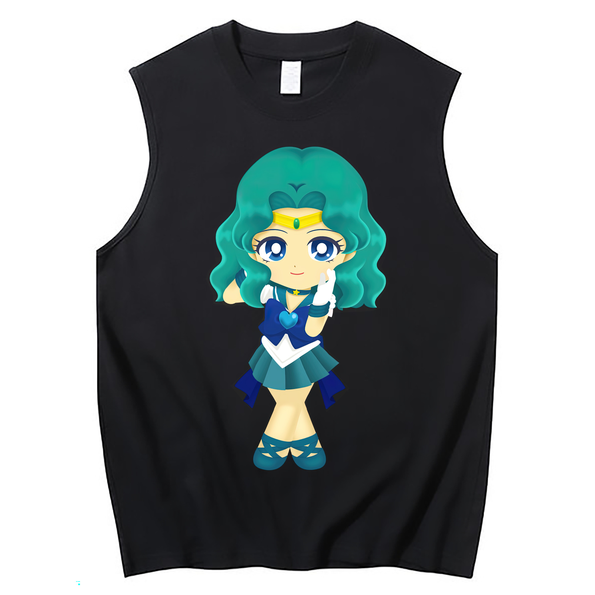 （画像用） 美少女戦士セーラームーン 海王 みちる（かいおう みちる） Sailor Moon Kaiou Michiru コットン100％タンクトップ（フロントプリント）