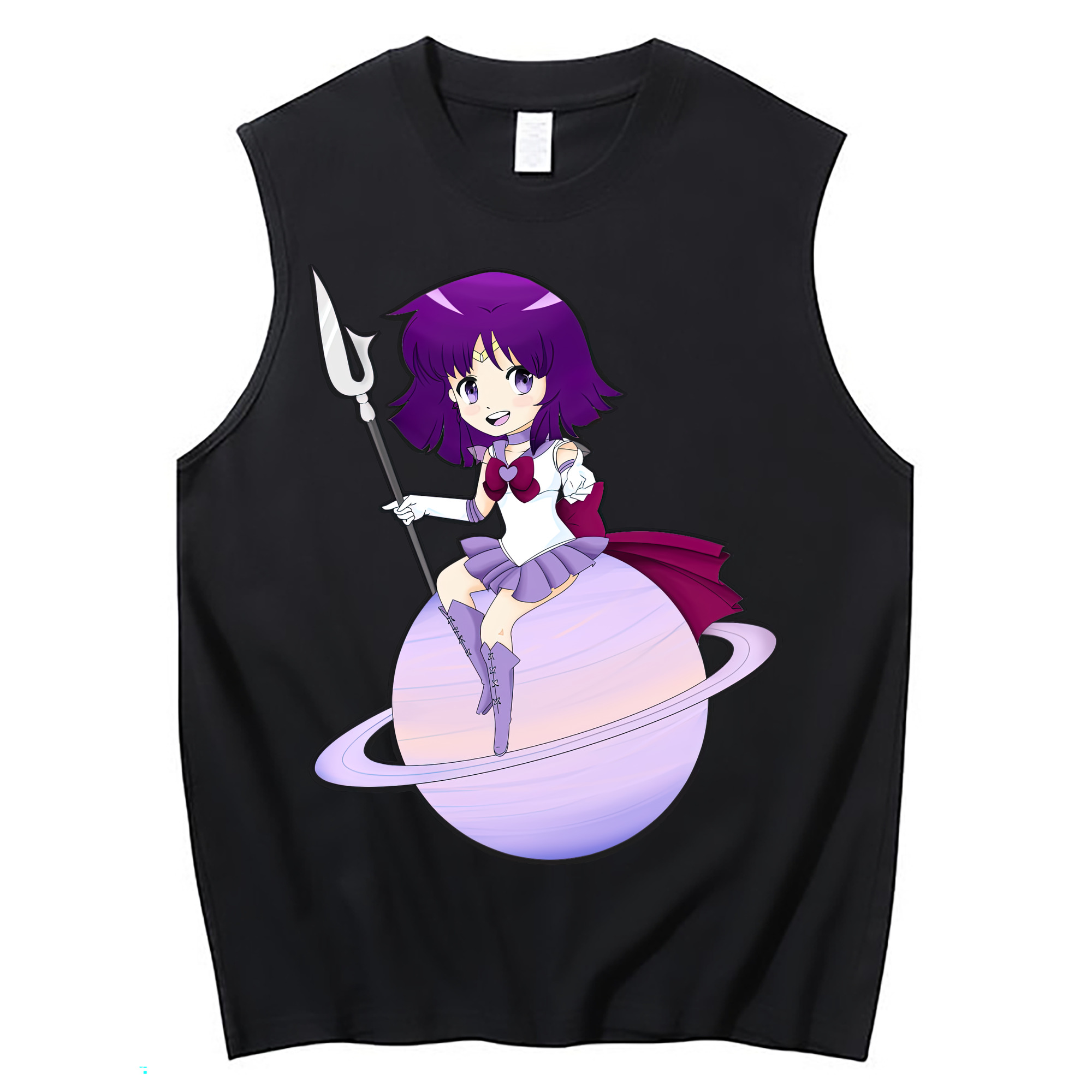 （画像用） 美少女戦士セーラームーン 土萠ほたる Sailor Moon Tomoe Hotaru （セーラーサターン；Sailor Saturn） コットン100％タンクトップ（フロントプリント）