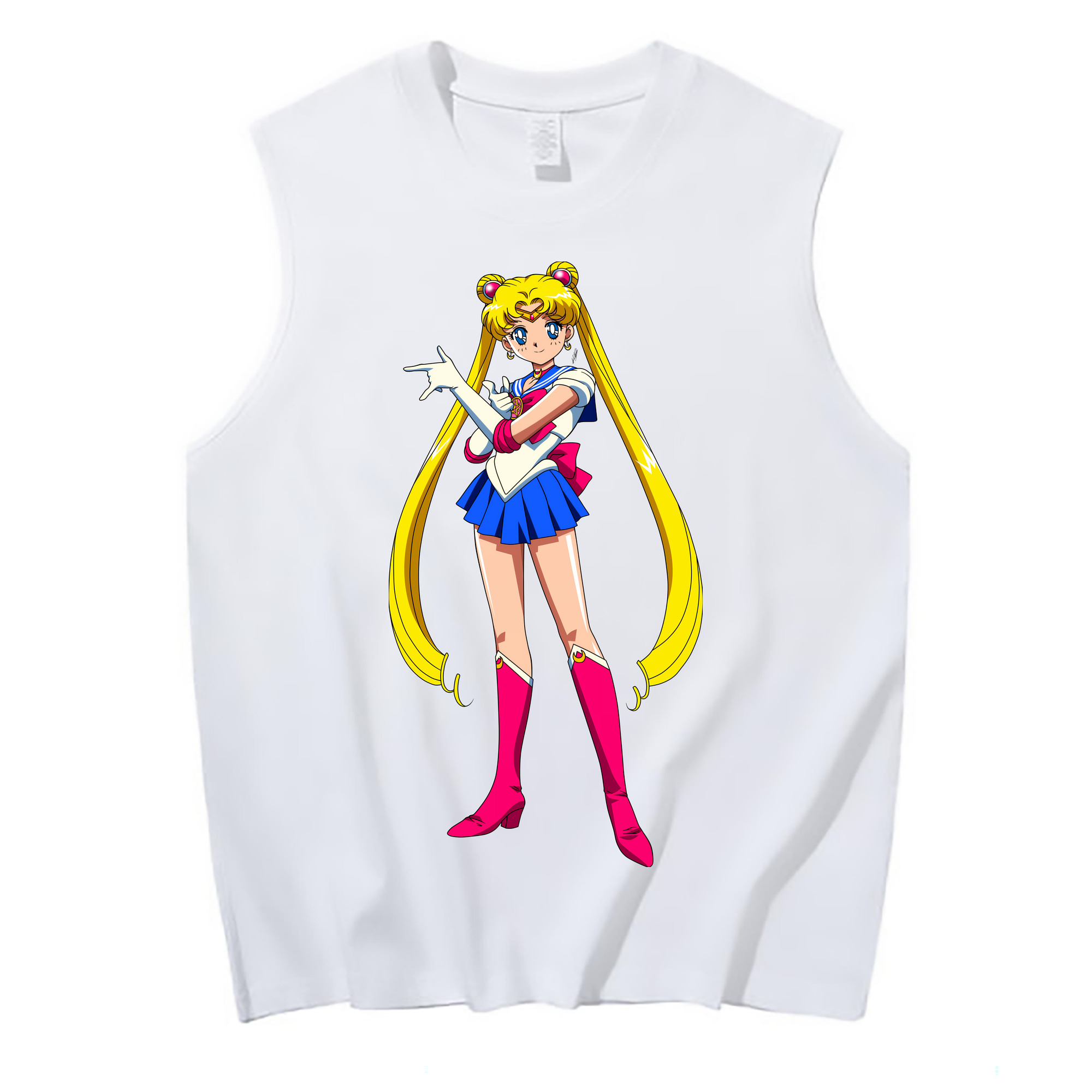 （画像用） 美少女戦士セーラームーン 月野 うさぎ つきの うさぎ Sailor Moon Tsukino Usagi コットン100％タンクトップ（フロントプリント）