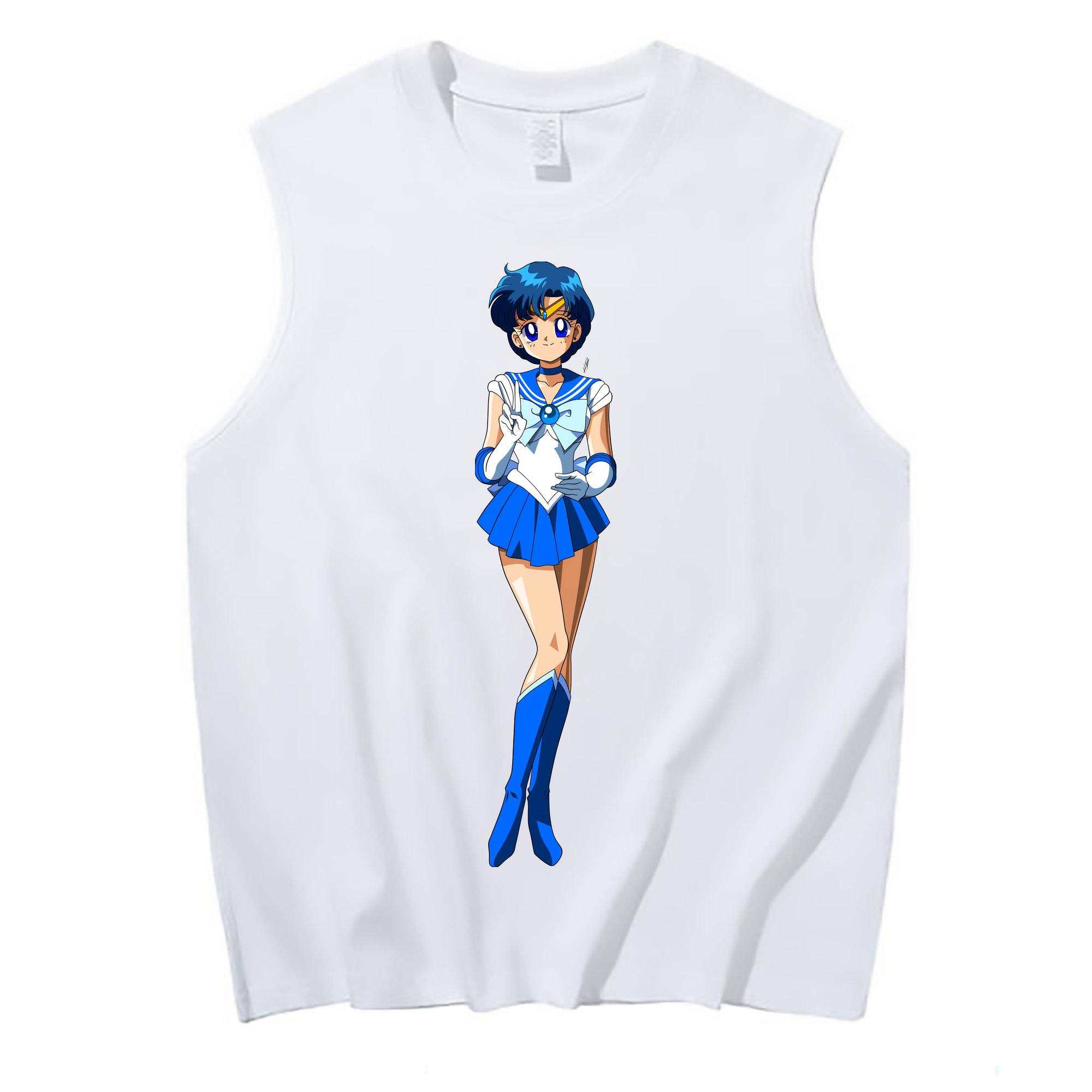 （画像用） 美少女戦士セーラームーン 水野 亜美 みずの あみ Sailor Moon Mizuno Ami コットン100％タンクトップ（フロントプリント）