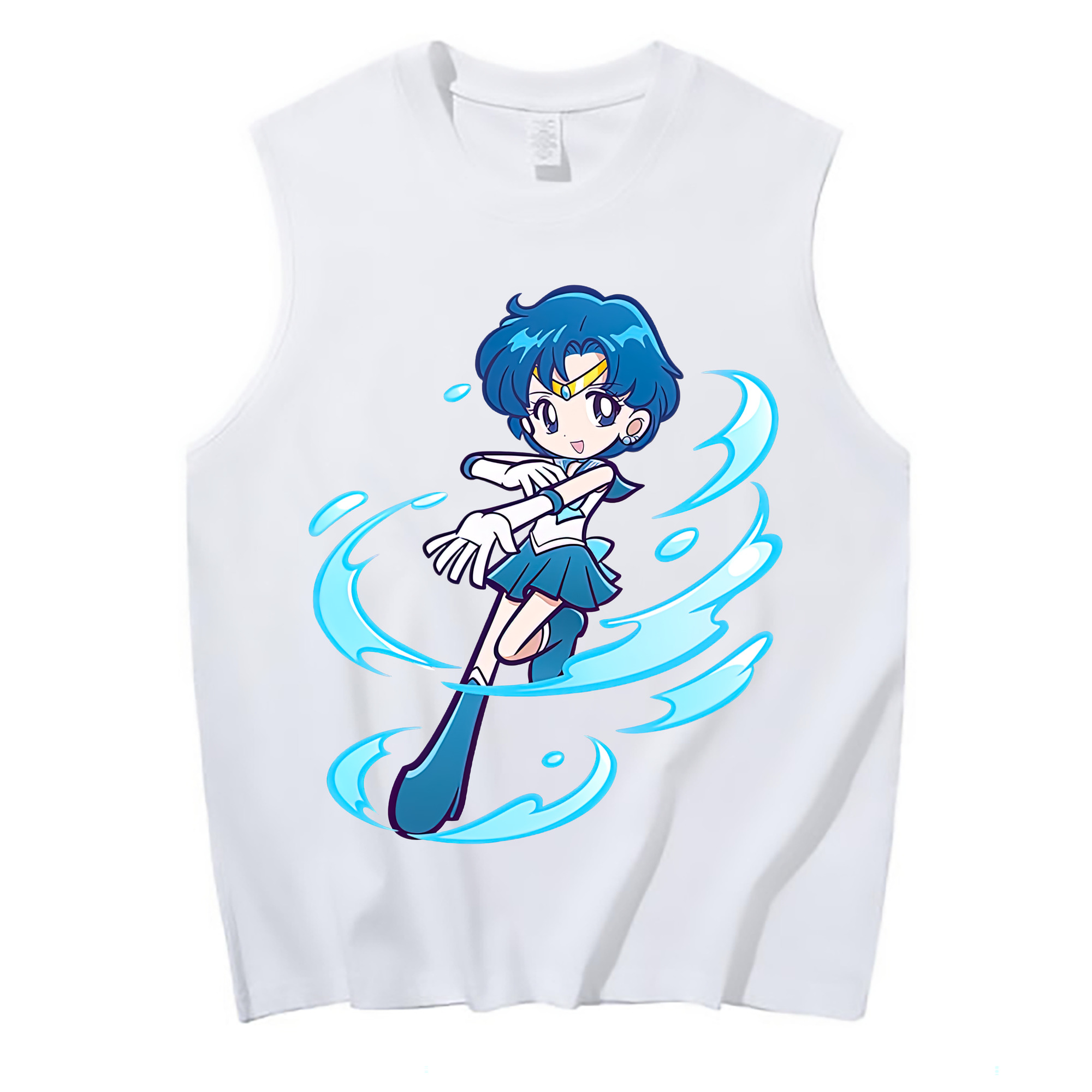 （画像用） 美少女戦士セーラームーン 水野 亜美 みずの あみ Sailor Moon Mizuno Ami コットン100％タンクトップ（フロントプリント）