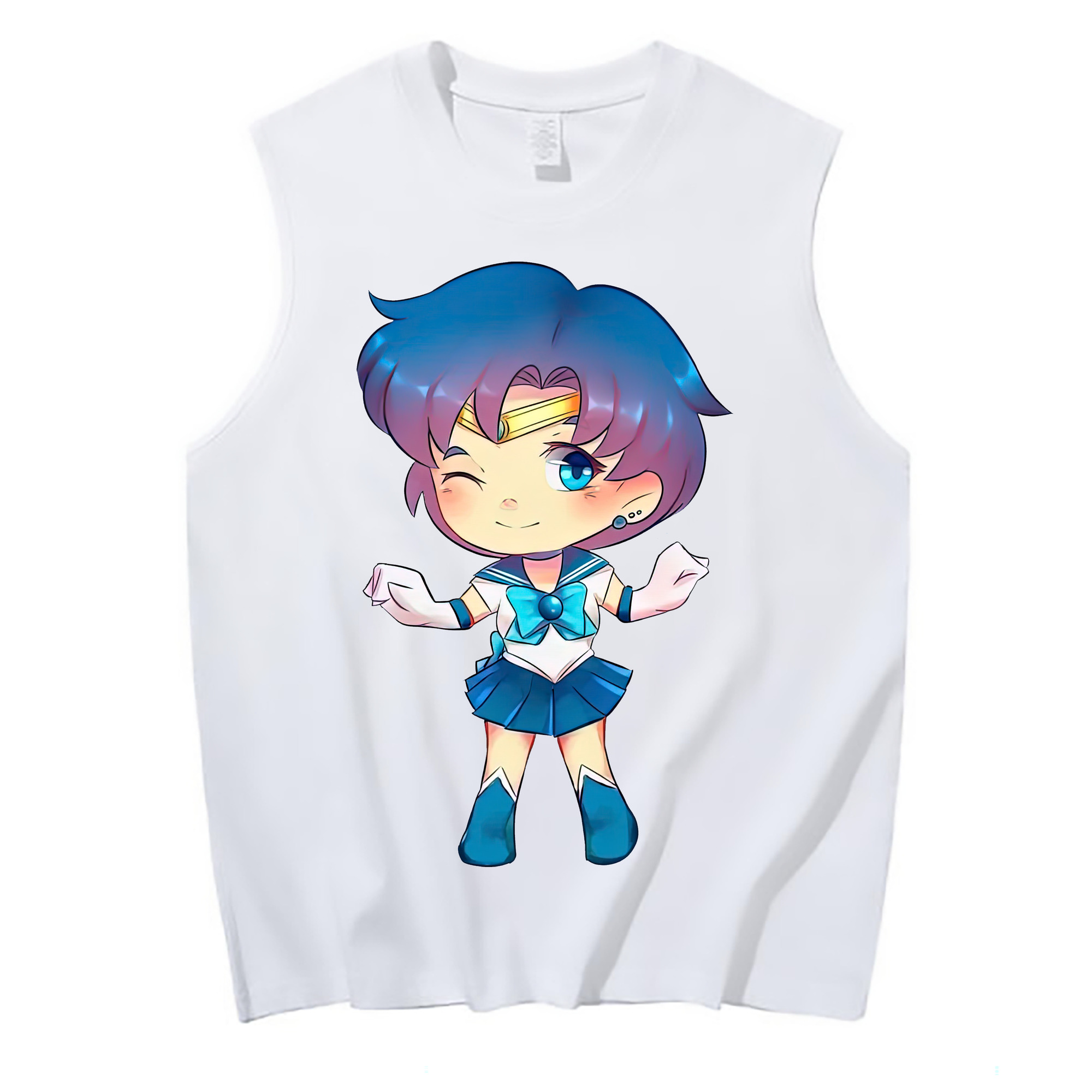 （画像用） 美少女戦士セーラームーン 水野 亜美 みずの あみ Sailor Moon Mizuno Ami コットン100％タンクトップ（フロントプリント）