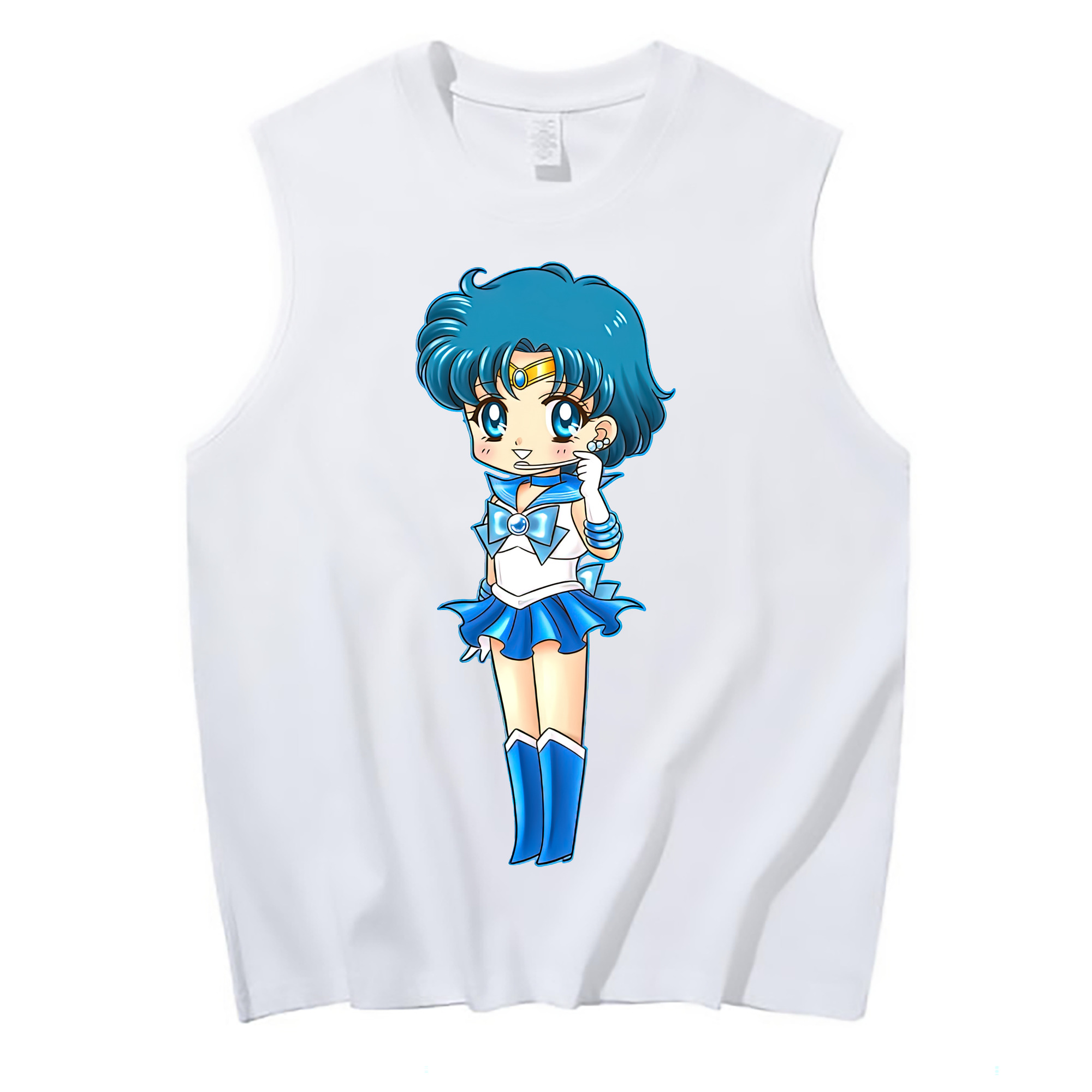 （画像用） 美少女戦士セーラームーン 水野 亜美 みずの あみ Sailor Moon Mizuno Ami コットン100％タンクトップ（フロントプリント）