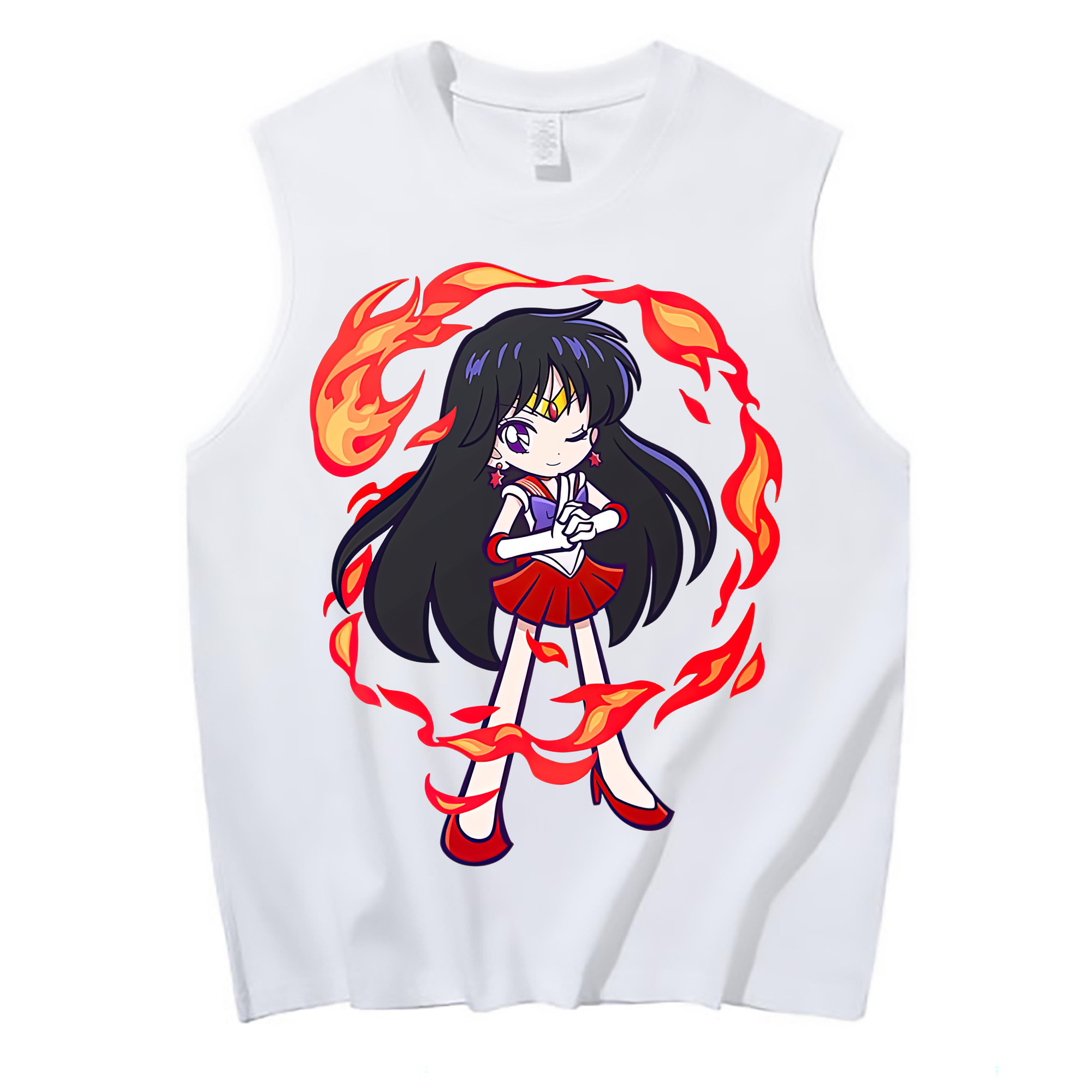 （画像用） 美少女戦士セーラームーン 火野レイ ひの レイ Sailor Moon Hino Rei （セーラーマーズ,Sailor Mars） コットン100％タンクトップ（フロントプリント）
