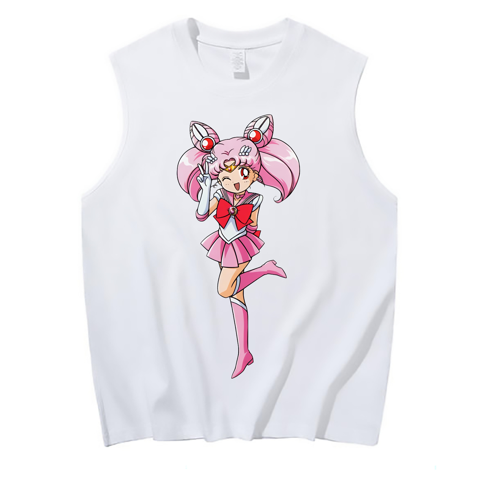 （画像用） 美少女戦士セーラームーン ちびうさ Sailor Moon Chibiusa Tsukino Usagi Small Lady Serenity コットン100％タンクトップ（フロントプリント）