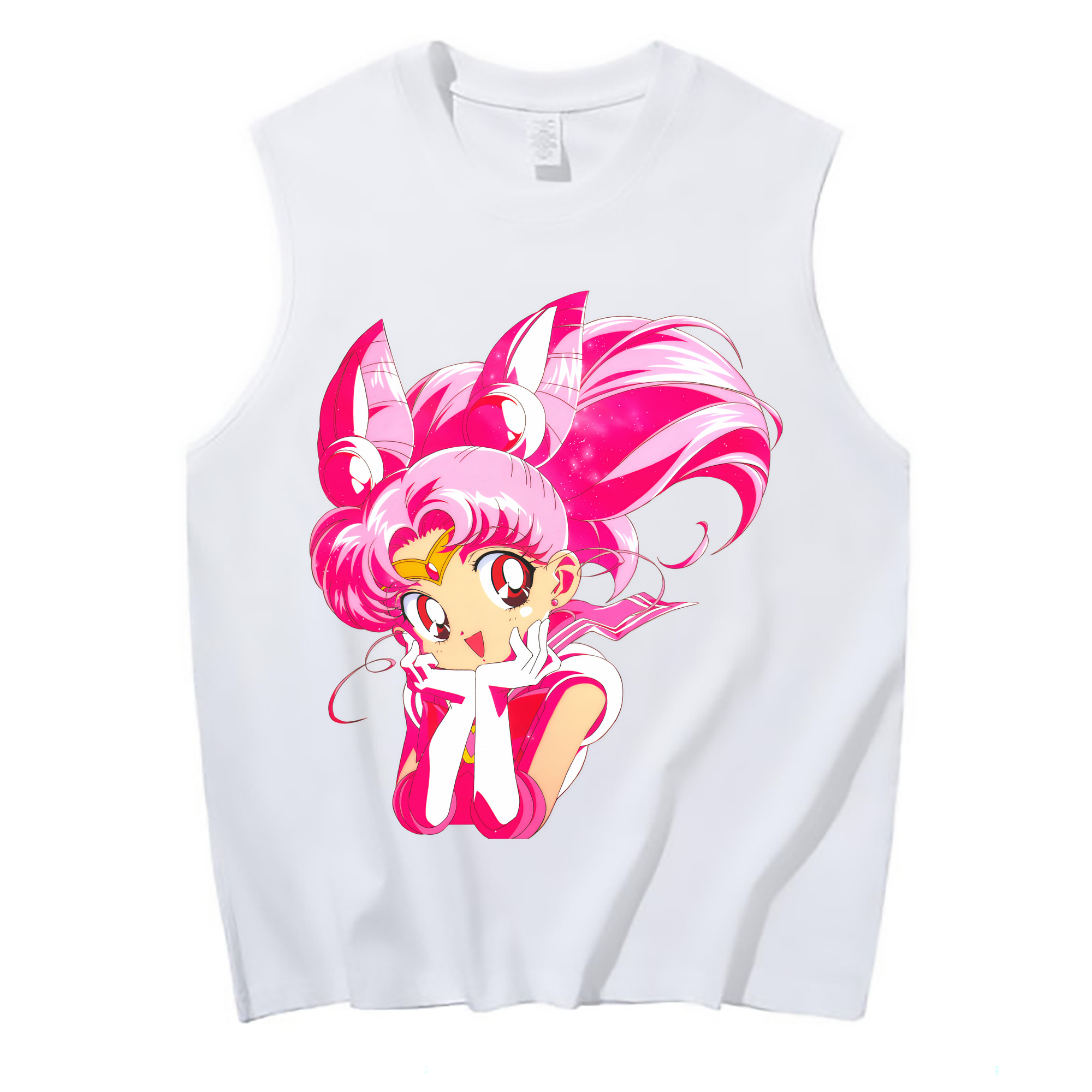 （画像用） 美少女戦士セーラームーン ちびうさ Sailor Moon Chibiusa Tsukino Usagi Small Lady Serenity コットン100％タンクトップ（フロントプリント）