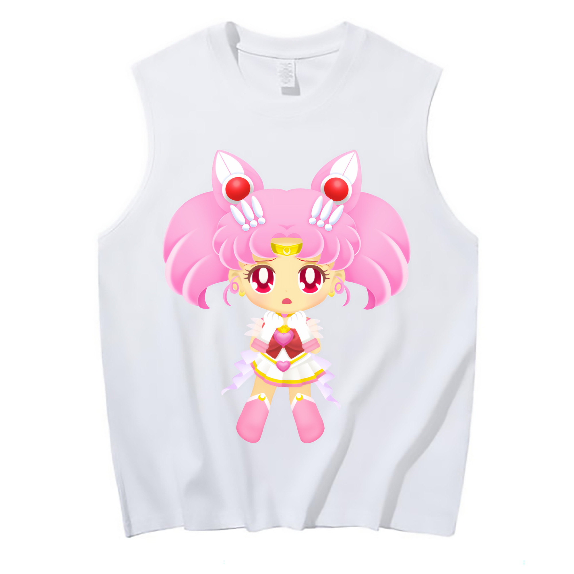 （画像用） 美少女戦士セーラームーン ちびうさ Sailor Moon Chibiusa Tsukino Usagi Small Lady Serenity コットン100％タンクトップ（フロントプリント）
