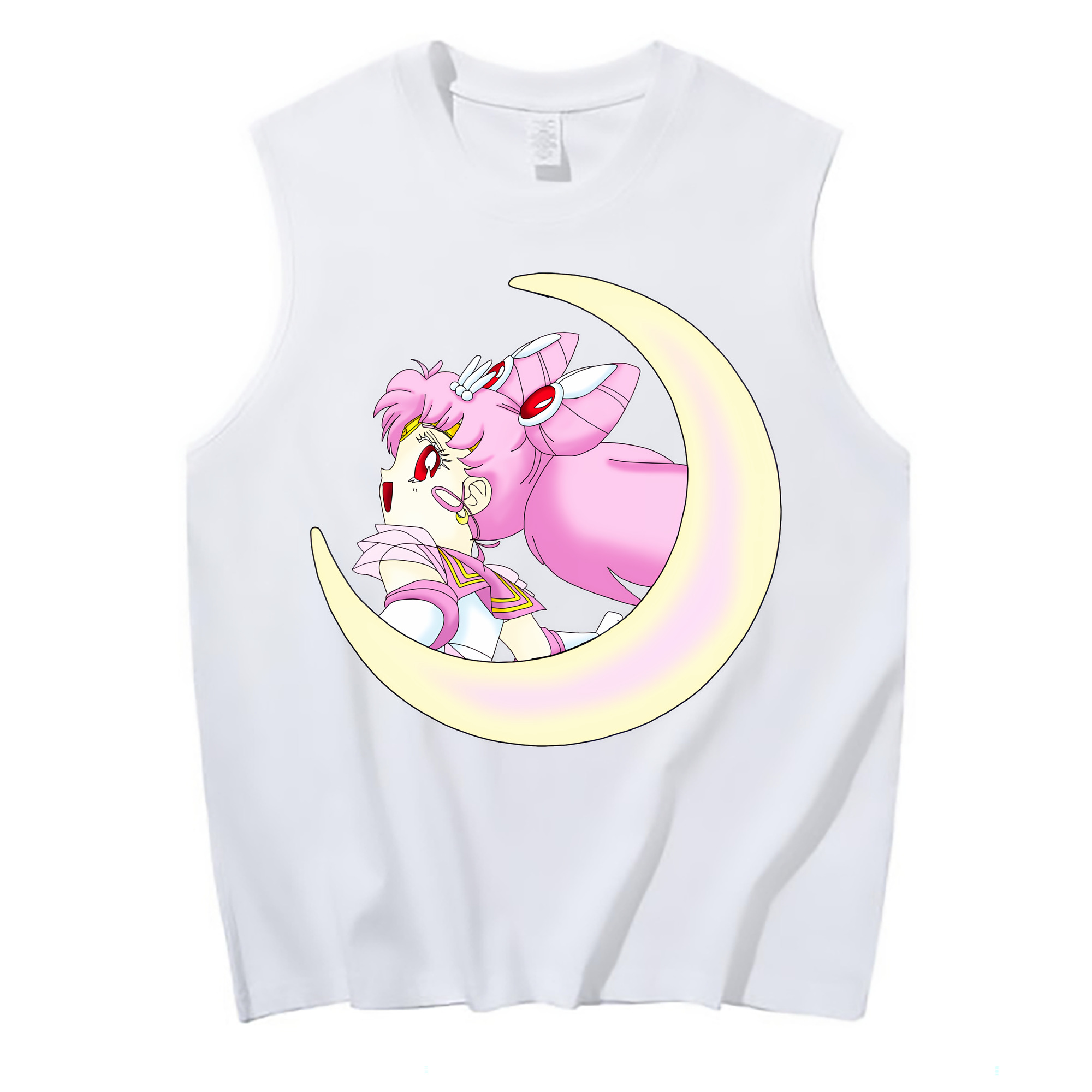 （画像用） 美少女戦士セーラームーン ちびうさ Sailor Moon Chibiusa Tsukino Usagi Small Lady Serenity コットン100％タンクトップ（フロントプリント）