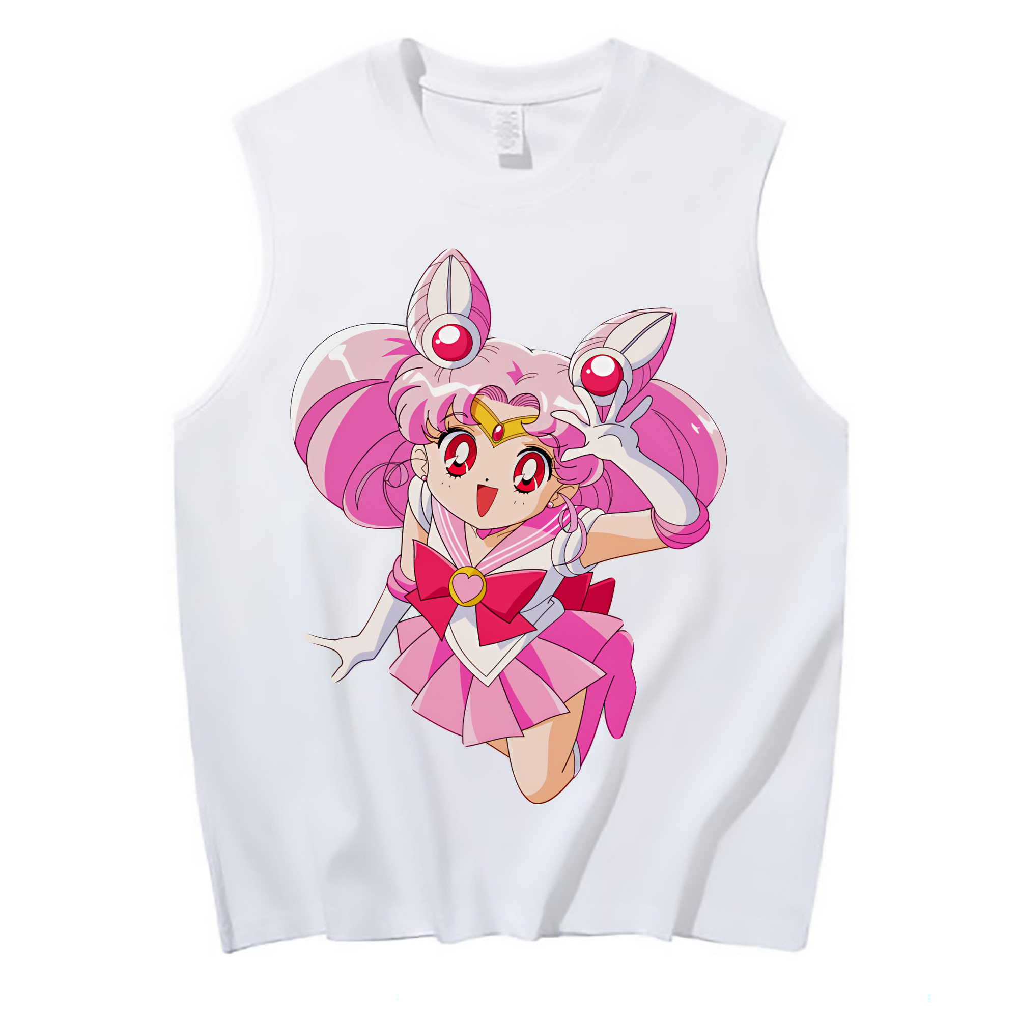 （画像用） 美少女戦士セーラームーン ちびうさ Sailor Moon Chibiusa Tsukino Usagi Small Lady Serenity コットン100％タンクトップ（フロントプリント）