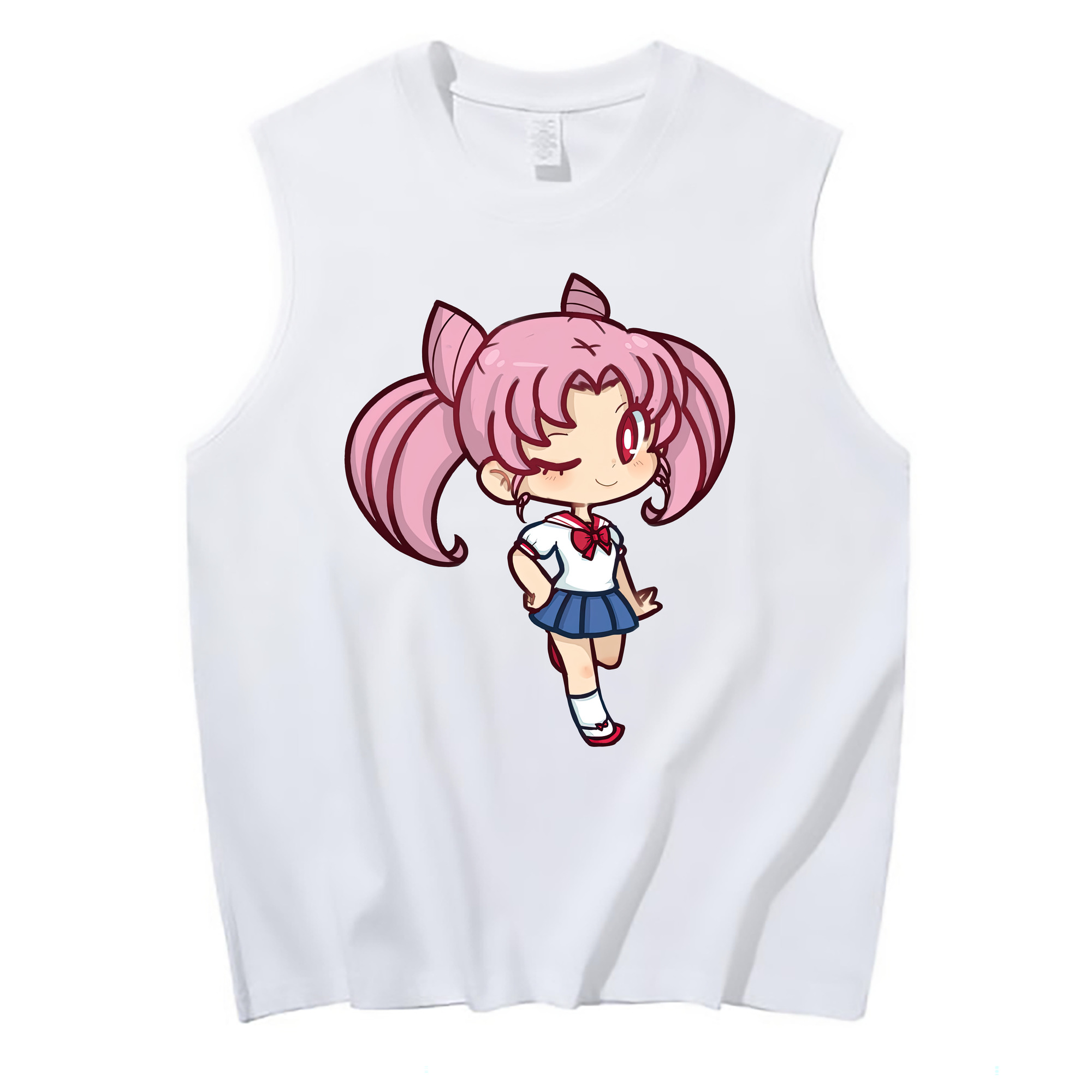 （画像用） 美少女戦士セーラームーン ちびうさ Sailor Moon Chibiusa Tsukino Usagi Small Lady Serenity コットン100％タンクトップ（フロントプリント）