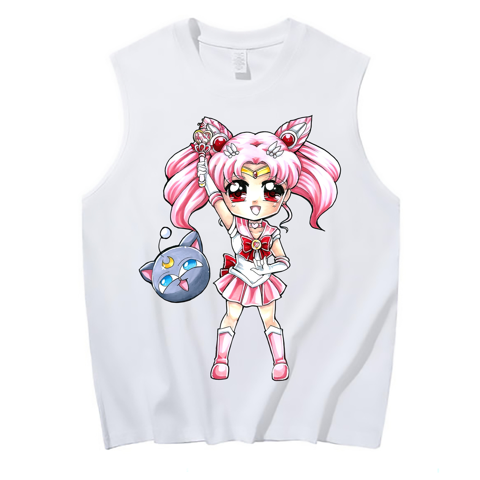 （画像用） 美少女戦士セーラームーン ちびうさ Sailor Moon Chibiusa Tsukino Usagi Small Lady Serenity コットン100％タンクトップ（フロントプリント）