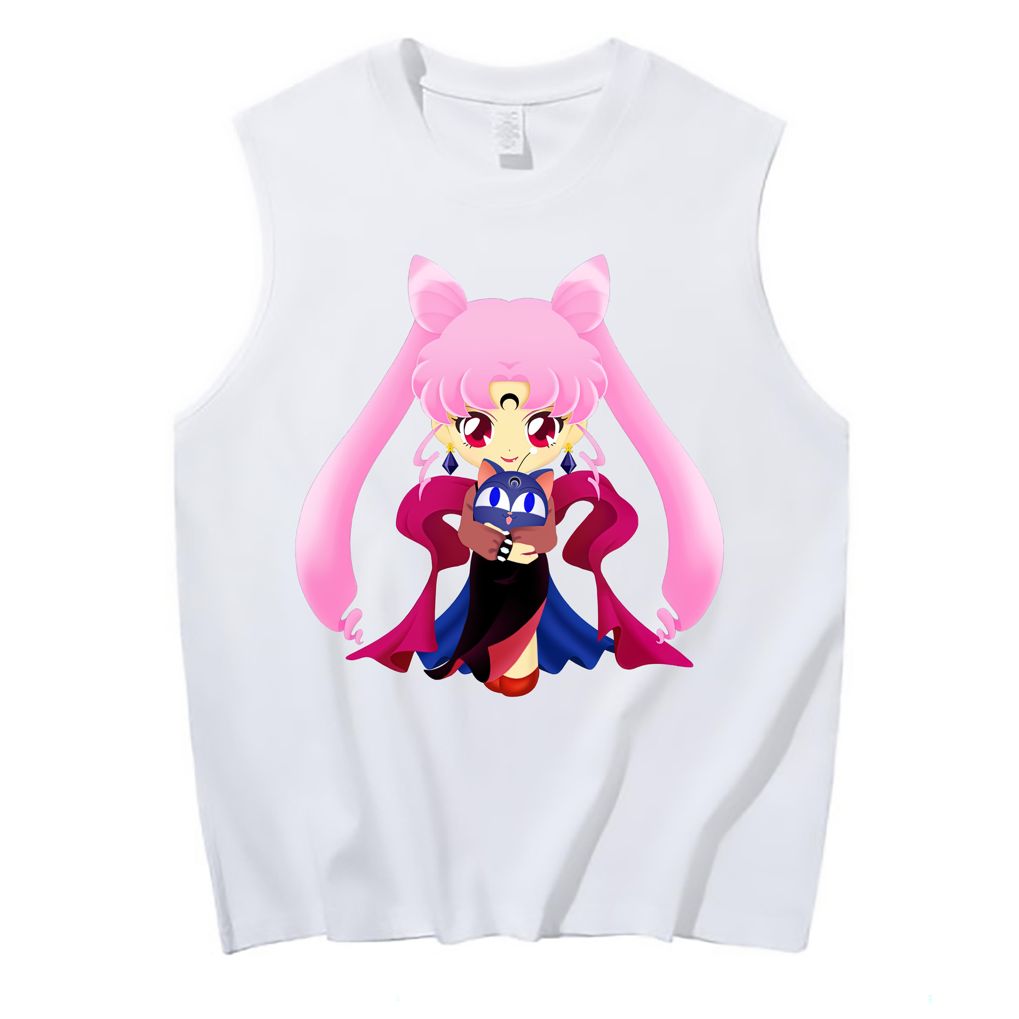 （画像用） 美少女戦士セーラームーン ちびうさ Sailor Moon Chibiusa Tsukino Usagi Small Lady Serenity コットン100％タンクトップ（フロントプリント）