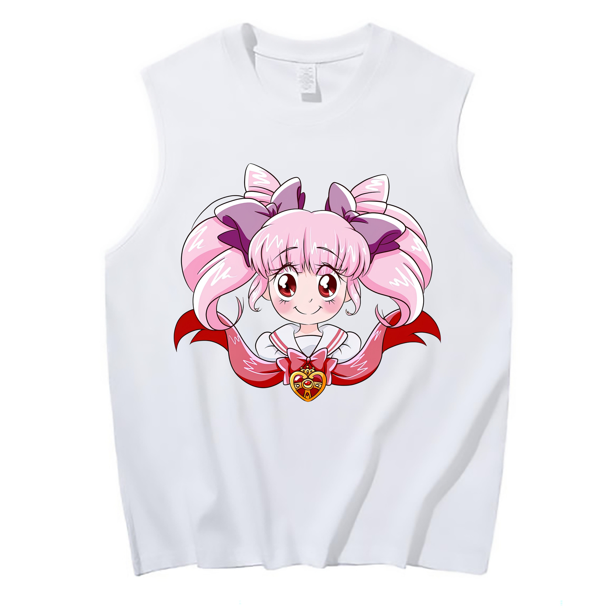 （画像用） 美少女戦士セーラームーン ちびうさ Sailor Moon Chibiusa Tsukino Usagi Small Lady Serenity コットン100％タンクトップ（フロントプリント）