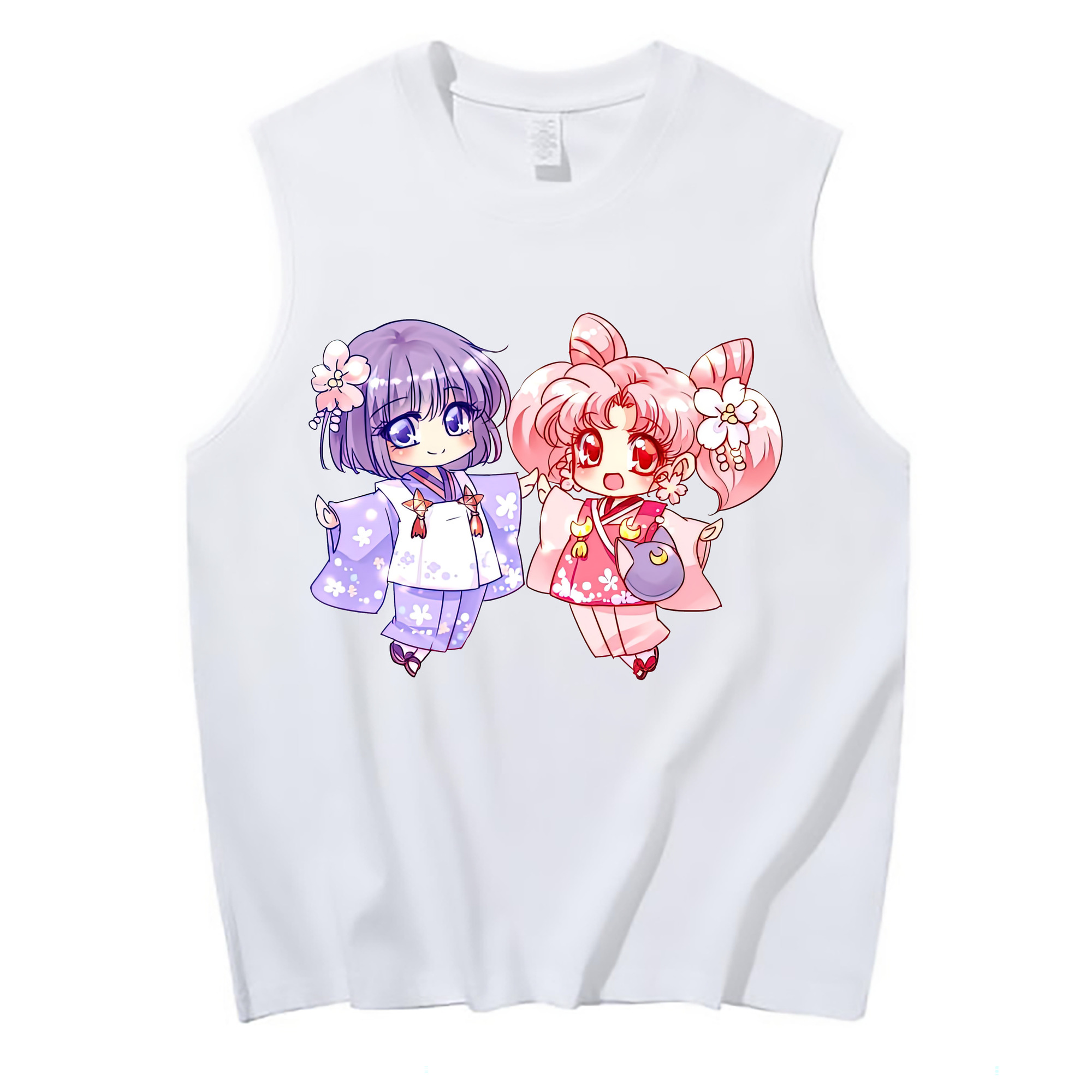 （画像用） 美少女戦士セーラームーン ちびうさ Sailor Moon Chibiusa Tsukino Usagi Small Lady Serenity コットン100％タンクトップ（フロントプリント）