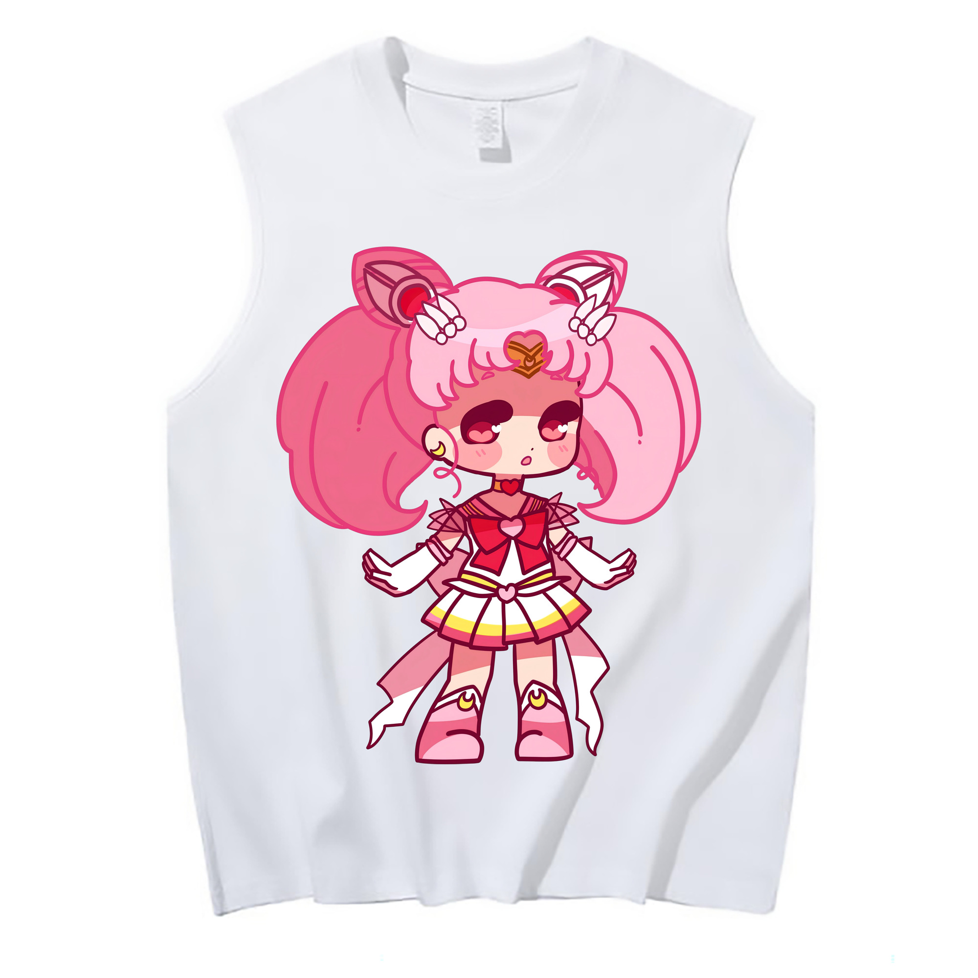 （画像用） 美少女戦士セーラームーン ちびうさ Sailor Moon Chibiusa Tsukino Usagi Small Lady Serenity コットン100％タンクトップ（フロントプリント）