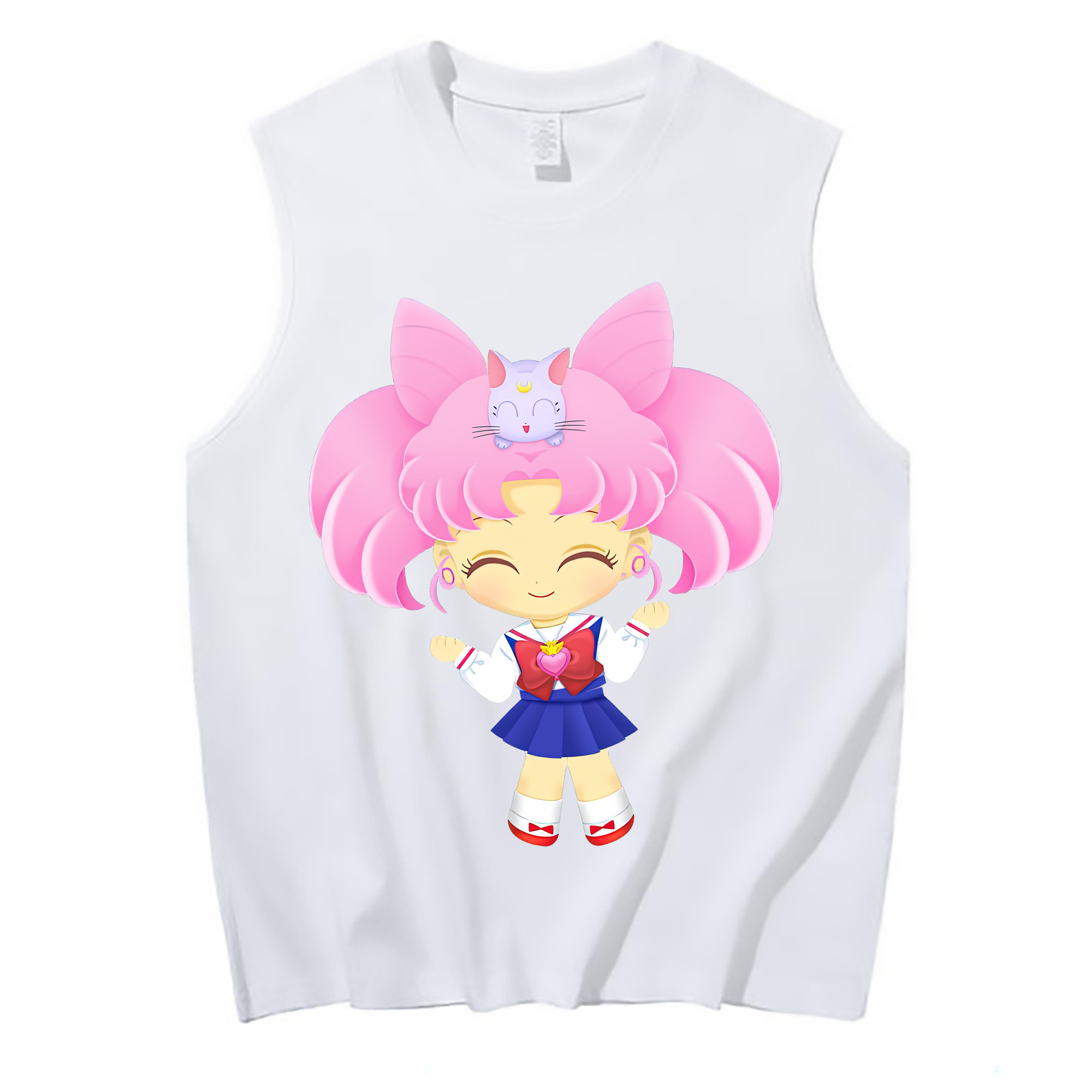 （画像用） 美少女戦士セーラームーン ちびうさ Sailor Moon Chibiusa Tsukino Usagi Small Lady Serenity コットン100％タンクトップ（フロントプリント）