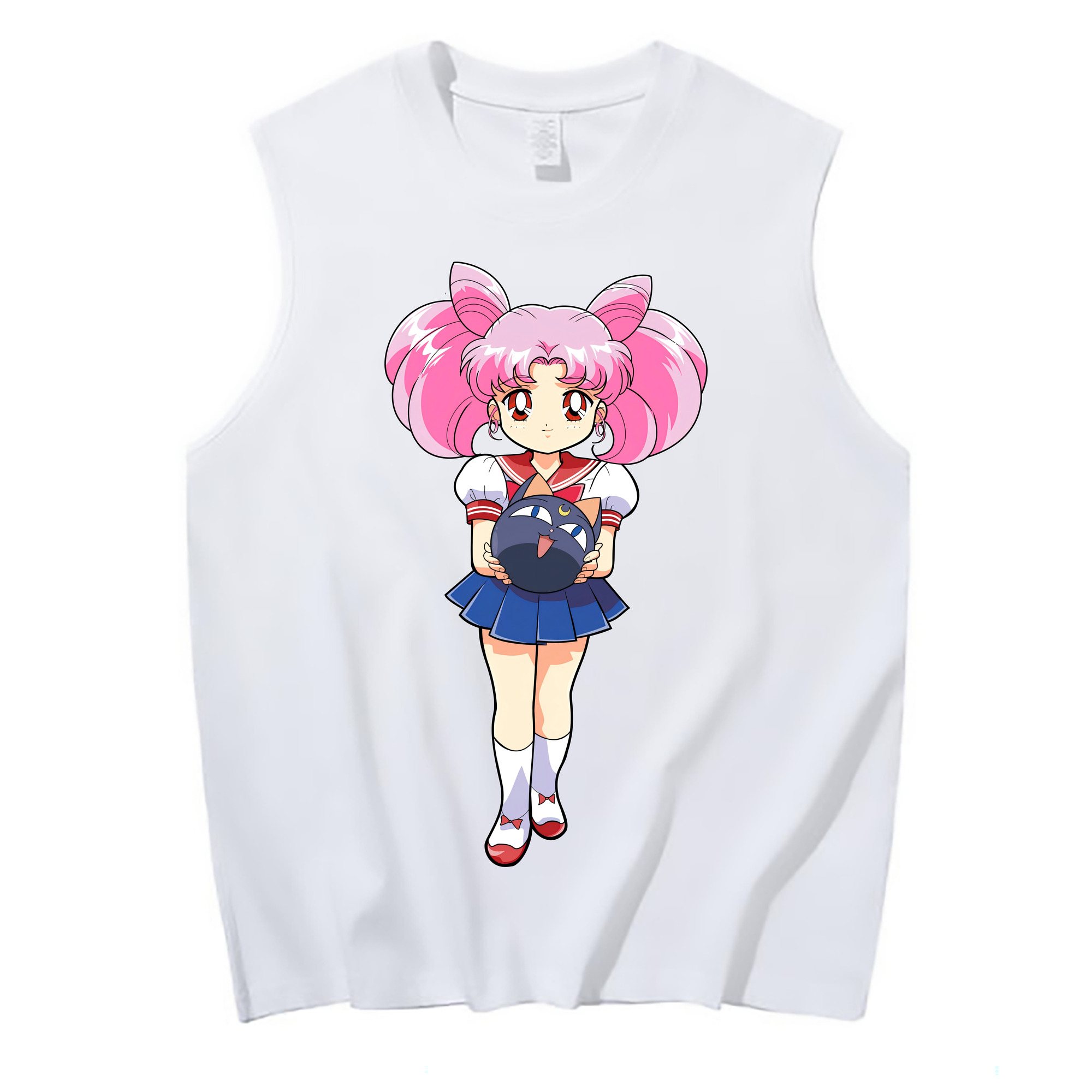 （画像用） 美少女戦士セーラームーン ちびうさ Sailor Moon Chibiusa Tsukino Usagi Small Lady Serenity コットン100％タンクトップ（フロントプリント）