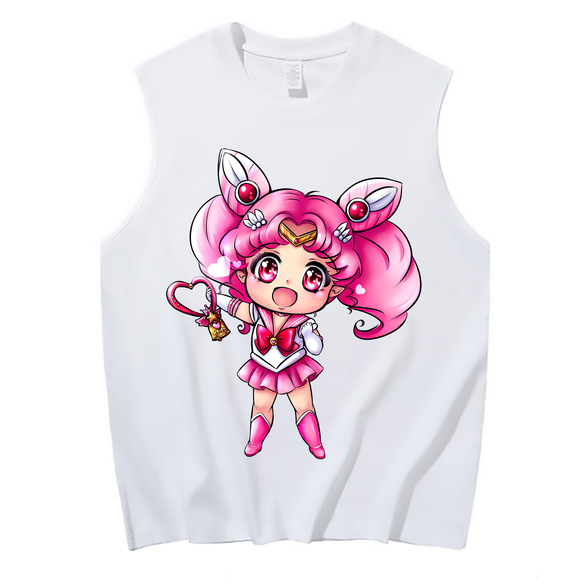 （画像用） 美少女戦士セーラームーン ちびうさ Sailor Moon Chibiusa Tsukino Usagi Small Lady Serenity コットン100％タンクトップ（フロントプリント）