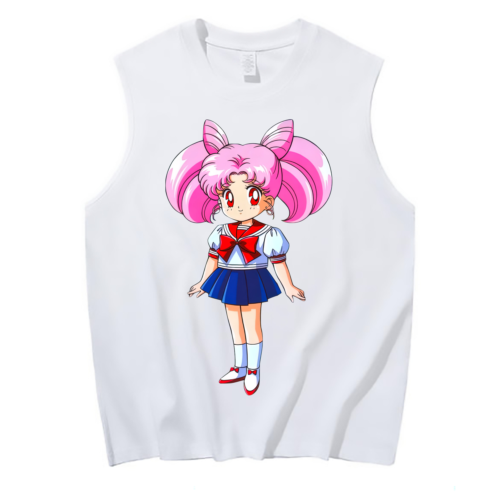 （画像用） 美少女戦士セーラームーン ちびうさ Sailor Moon Chibiusa Tsukino Usagi Small Lady Serenity コットン100％タンクトップ（フロントプリント）