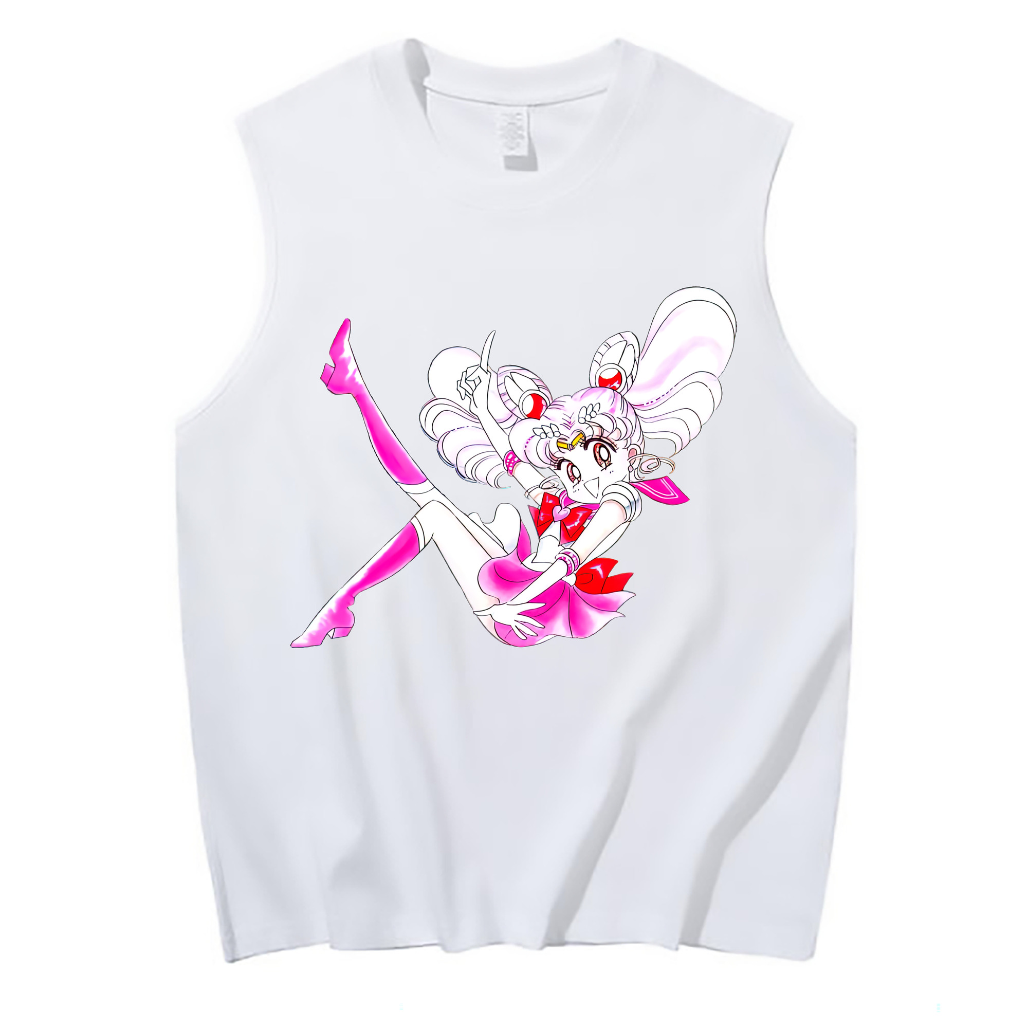 （画像用） 美少女戦士セーラームーン ちびうさ Sailor Moon Chibiusa Tsukino Usagi Small Lady Serenity コットン100％タンクトップ（フロントプリント）