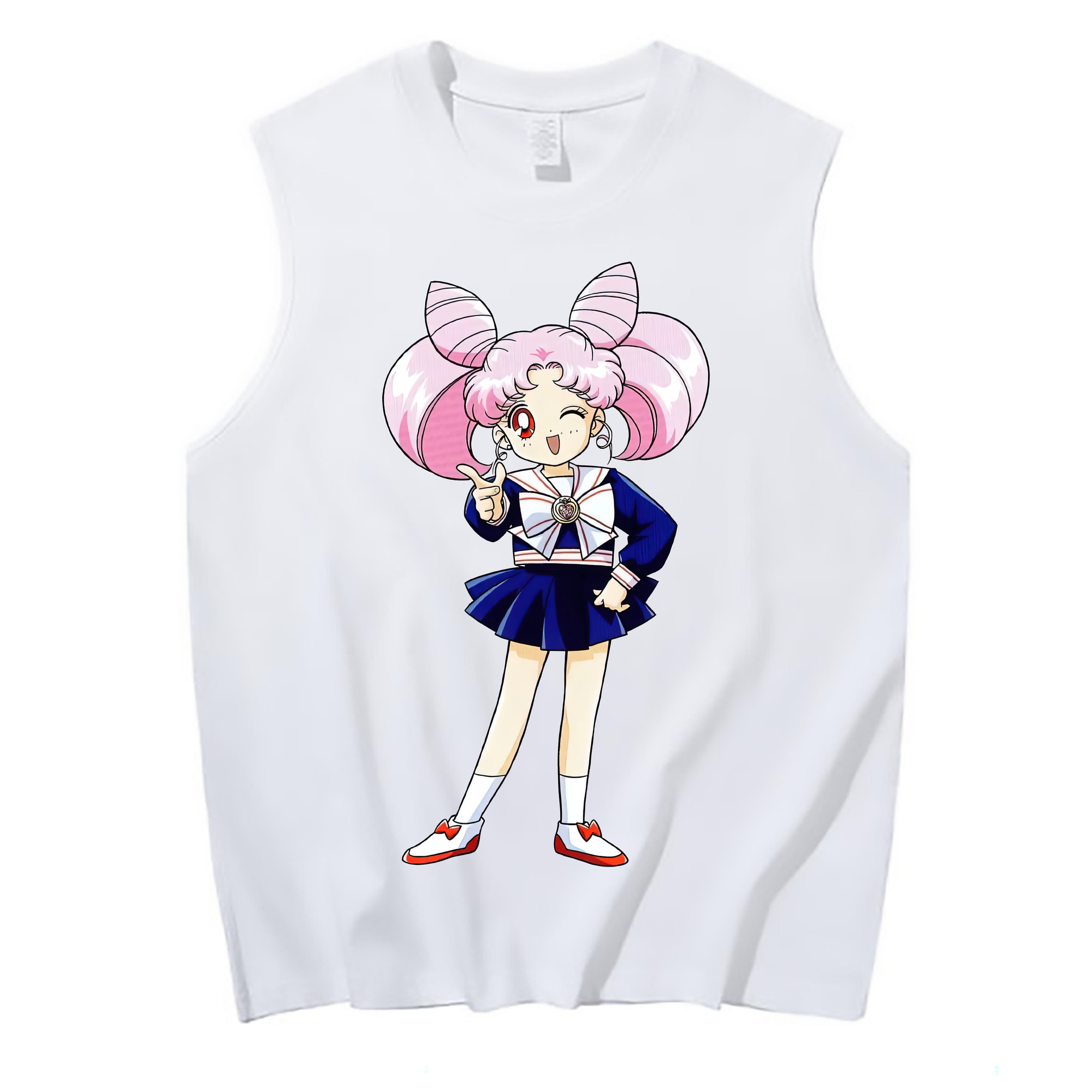 （画像用） 美少女戦士セーラームーン ちびうさ Sailor Moon Chibiusa Tsukino Usagi Small Lady Serenity コットン100％タンクトップ（フロントプリント）
