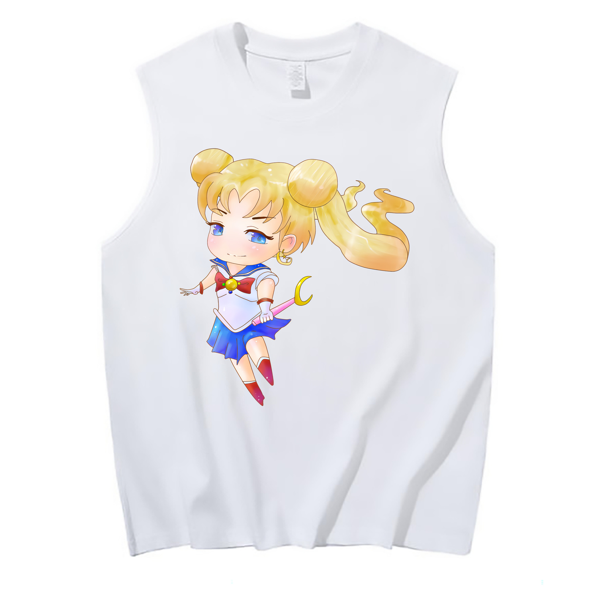 （画像用） 美少女戦士セーラームーン 愛野 美奈子 あいの みなこ Sailor Moon Aino Minako コットン100％タンクトップ（フロントプリント）