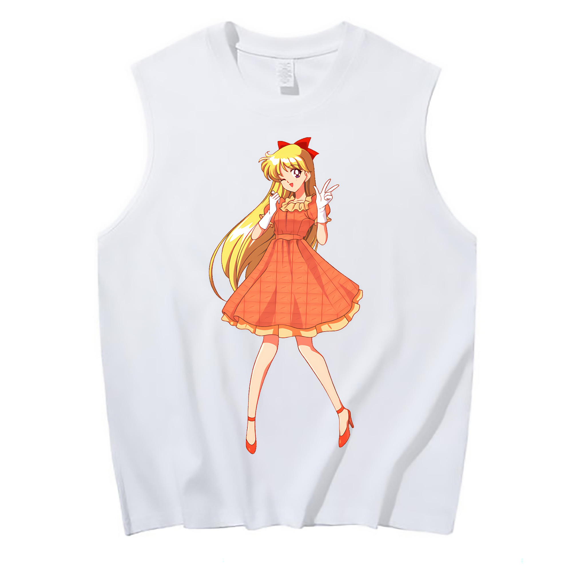 （画像用） 美少女戦士セーラームーン 愛野 美奈子 あいの みなこ Sailor Moon Aino Minako コットン100％タンクトップ（フロントプリント）