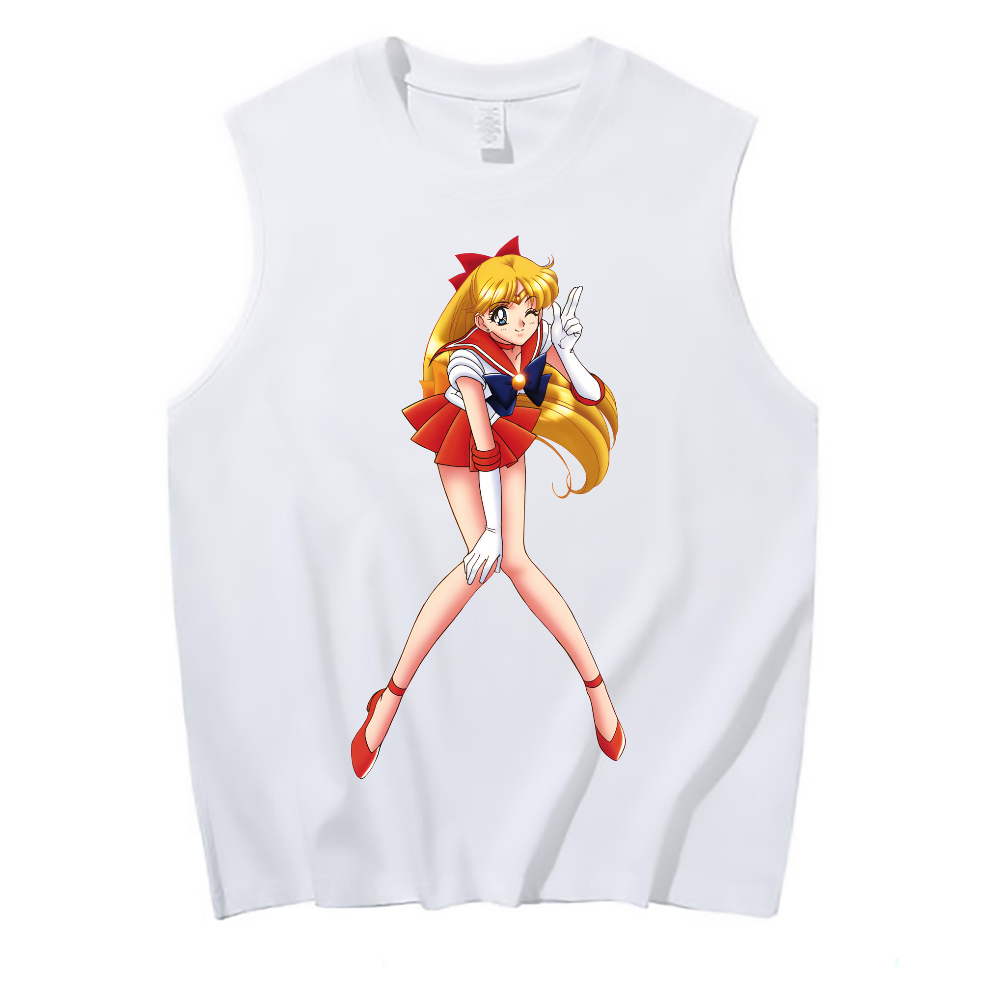 （画像用） 美少女戦士セーラームーン 愛野 美奈子 あいの みなこ Sailor Moon Aino Minako コットン100％タンクトップ（フロントプリント）