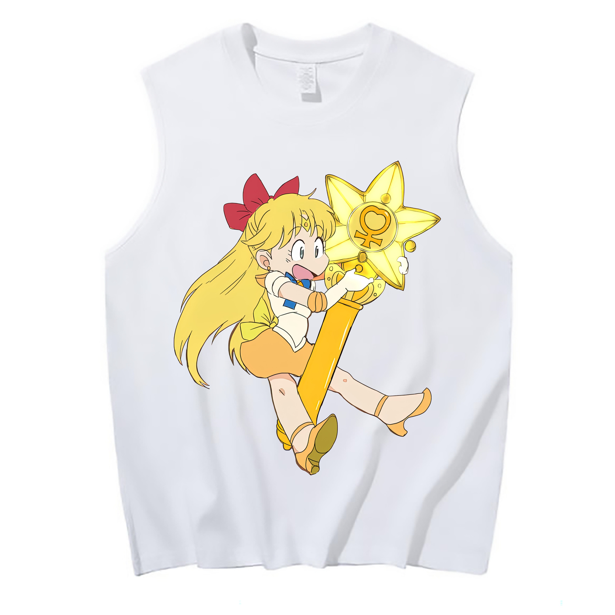 （画像用） 美少女戦士セーラームーン 愛野 美奈子 あいの みなこ Sailor Moon Aino Minako コットン100％タンクトップ（フロントプリント）