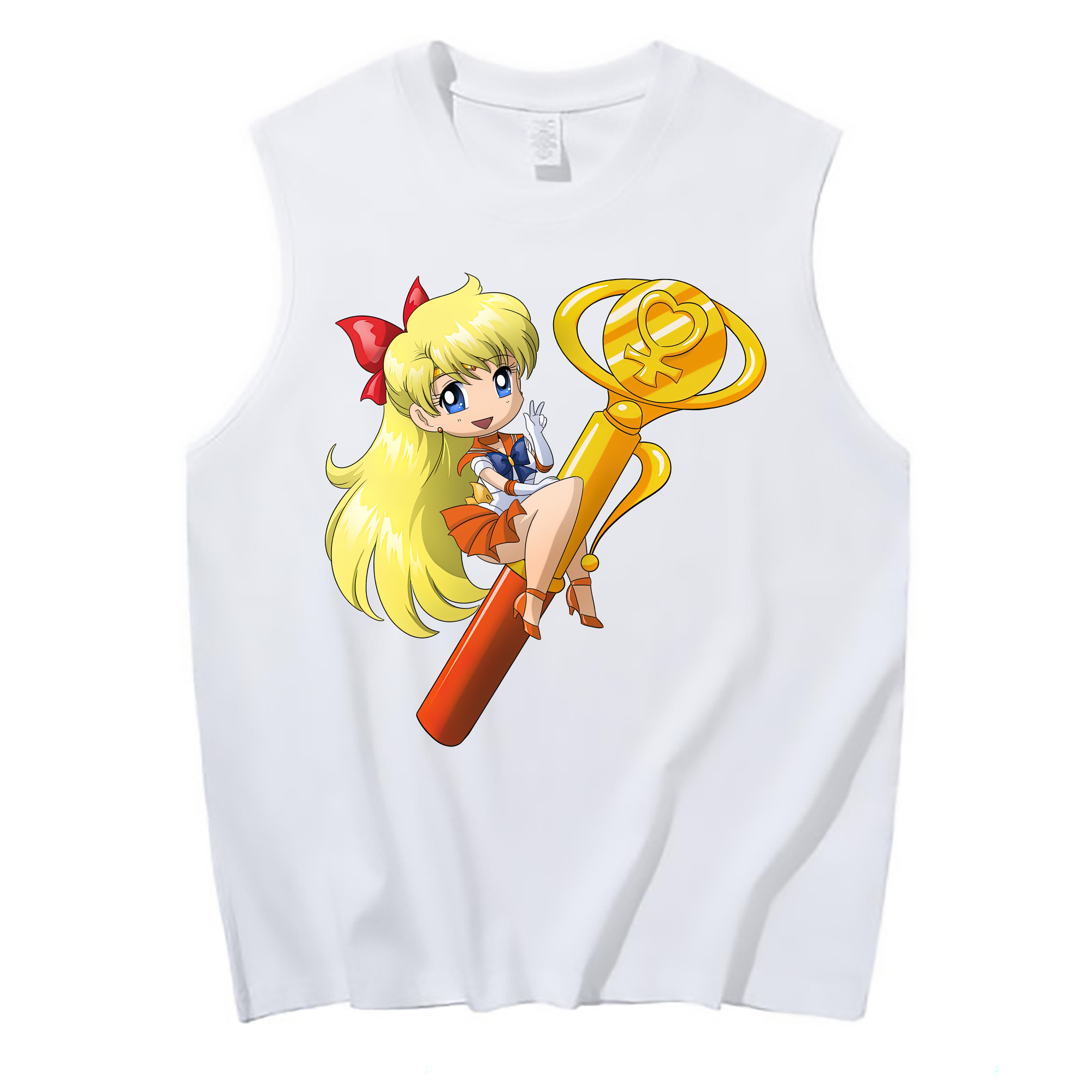 （画像用） 美少女戦士セーラームーン 愛野 美奈子 あいの みなこ Sailor Moon Aino Minako コットン100％タンクトップ（フロントプリント）