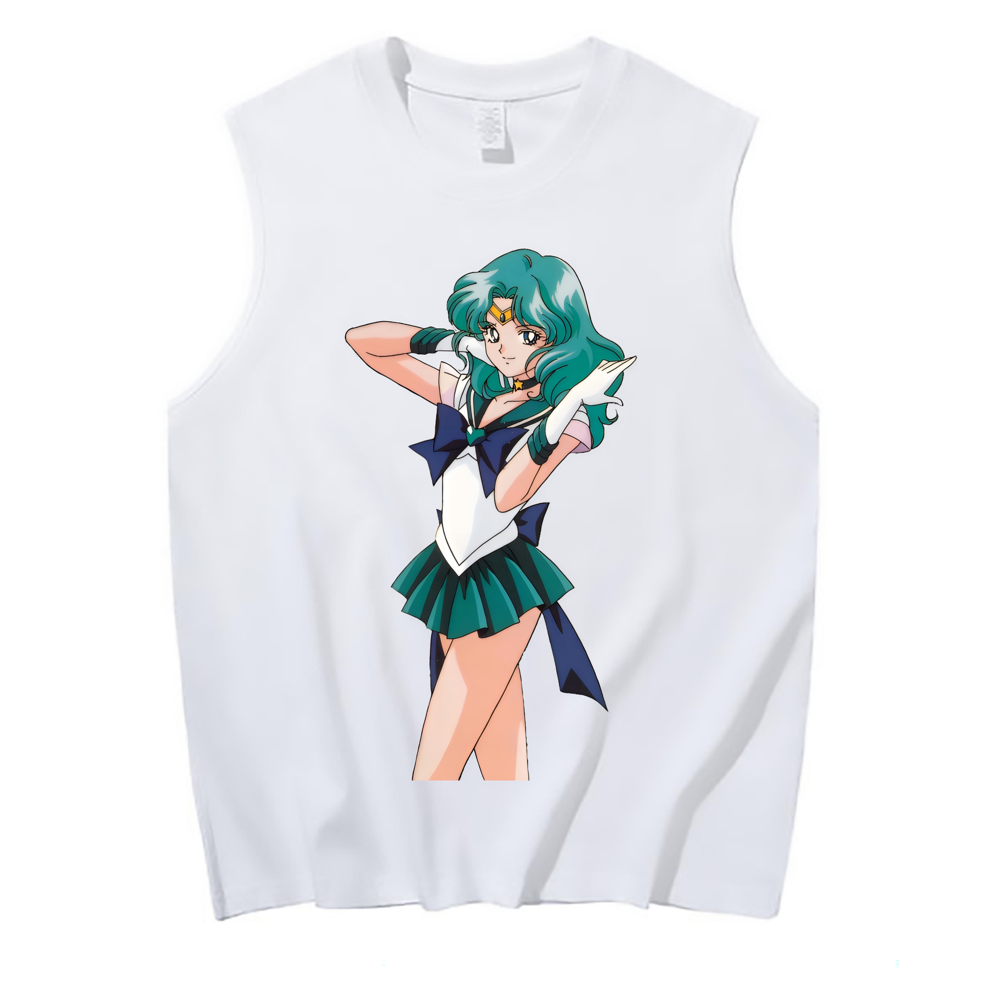 （画像用） 美少女戦士セーラームーン 海王 みちる（かいおう みちる） Sailor Moon Kaiou Michiru コットン100％タンクトップ（フロントプリント）