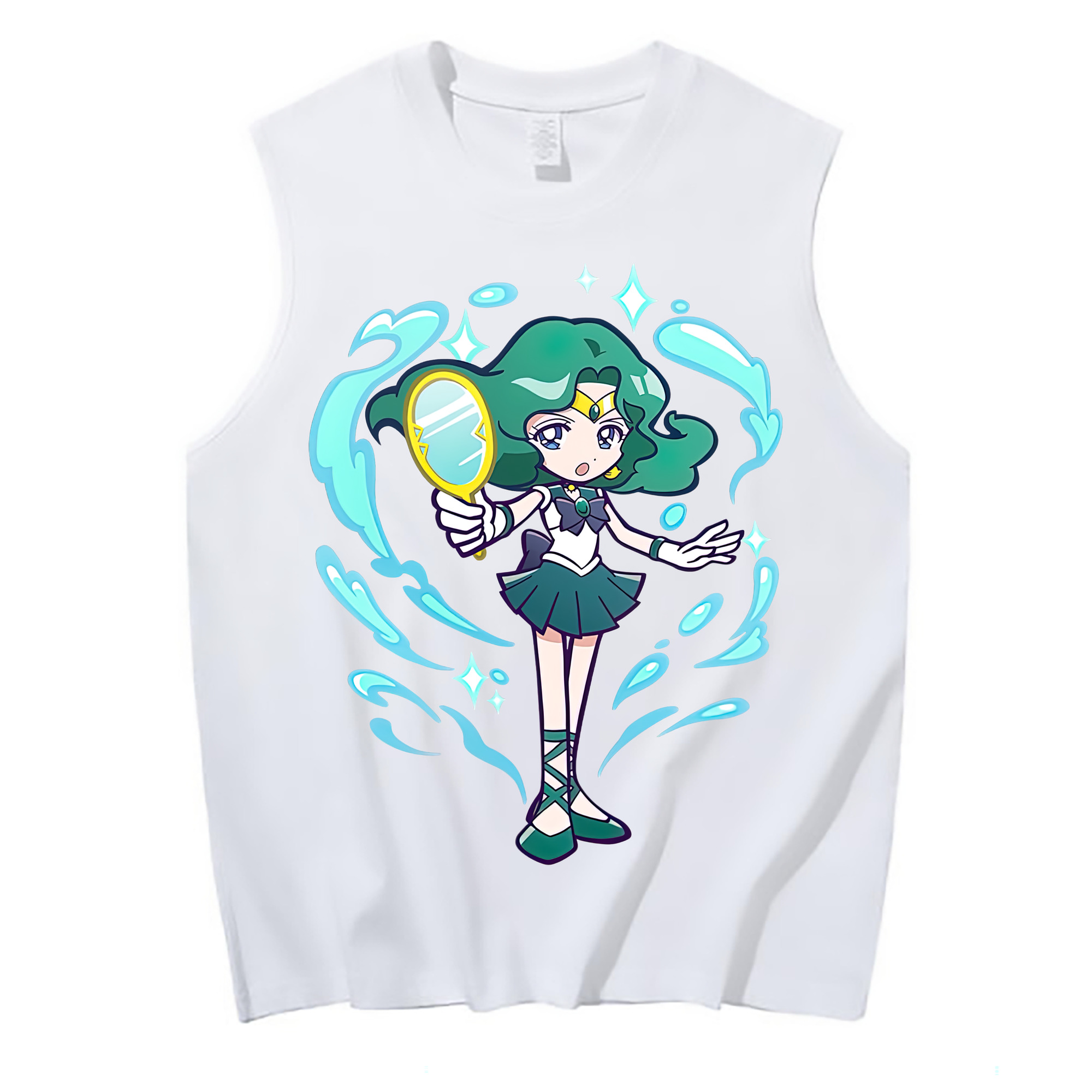 （画像用） 美少女戦士セーラームーン 海王 みちる（かいおう みちる） Sailor Moon Kaiou Michiru コットン100％タンクトップ（フロントプリント）