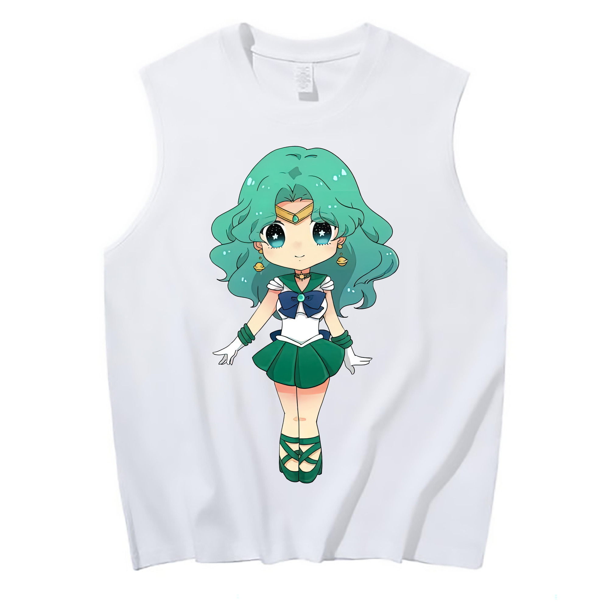 （画像用） 美少女戦士セーラームーン 海王 みちる（かいおう みちる） Sailor Moon Kaiou Michiru コットン100％タンクトップ（フロントプリント）