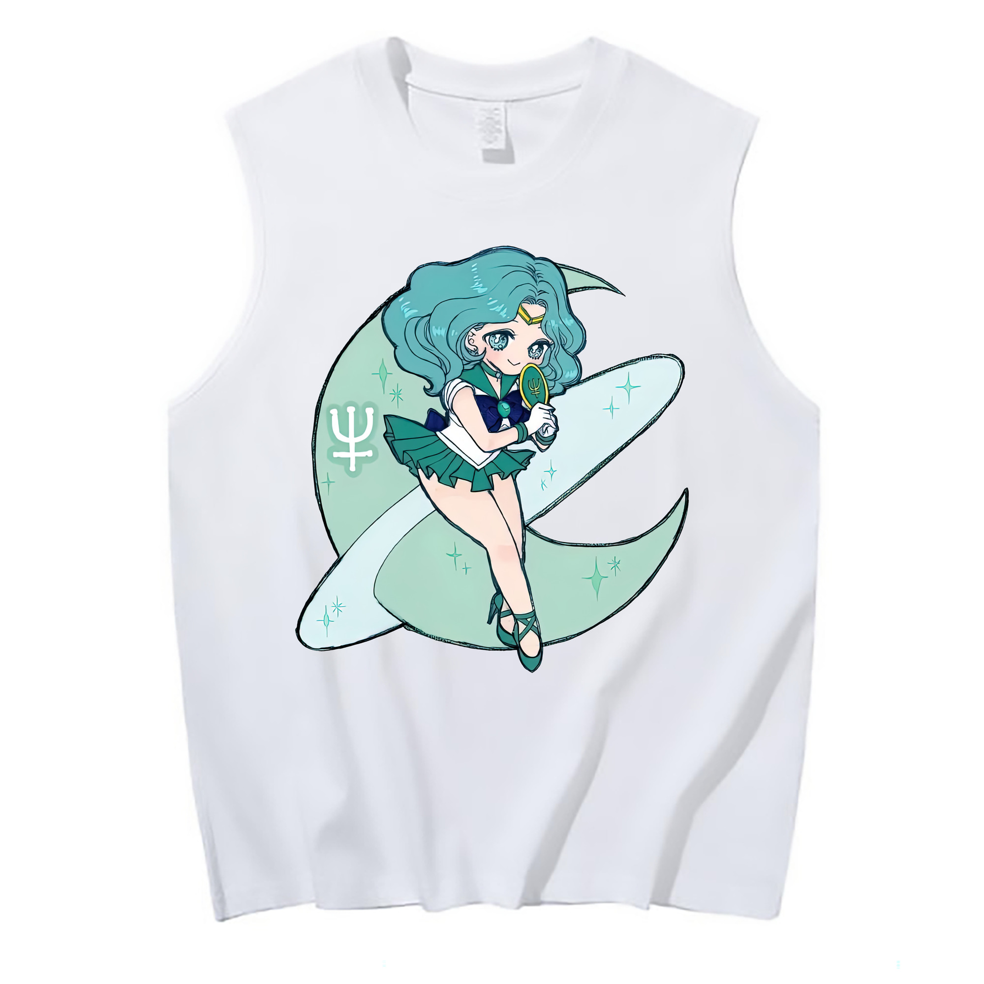 （画像用） 美少女戦士セーラームーン 海王 みちる（かいおう みちる） Sailor Moon Kaiou Michiru コットン100％タンクトップ（フロントプリント）