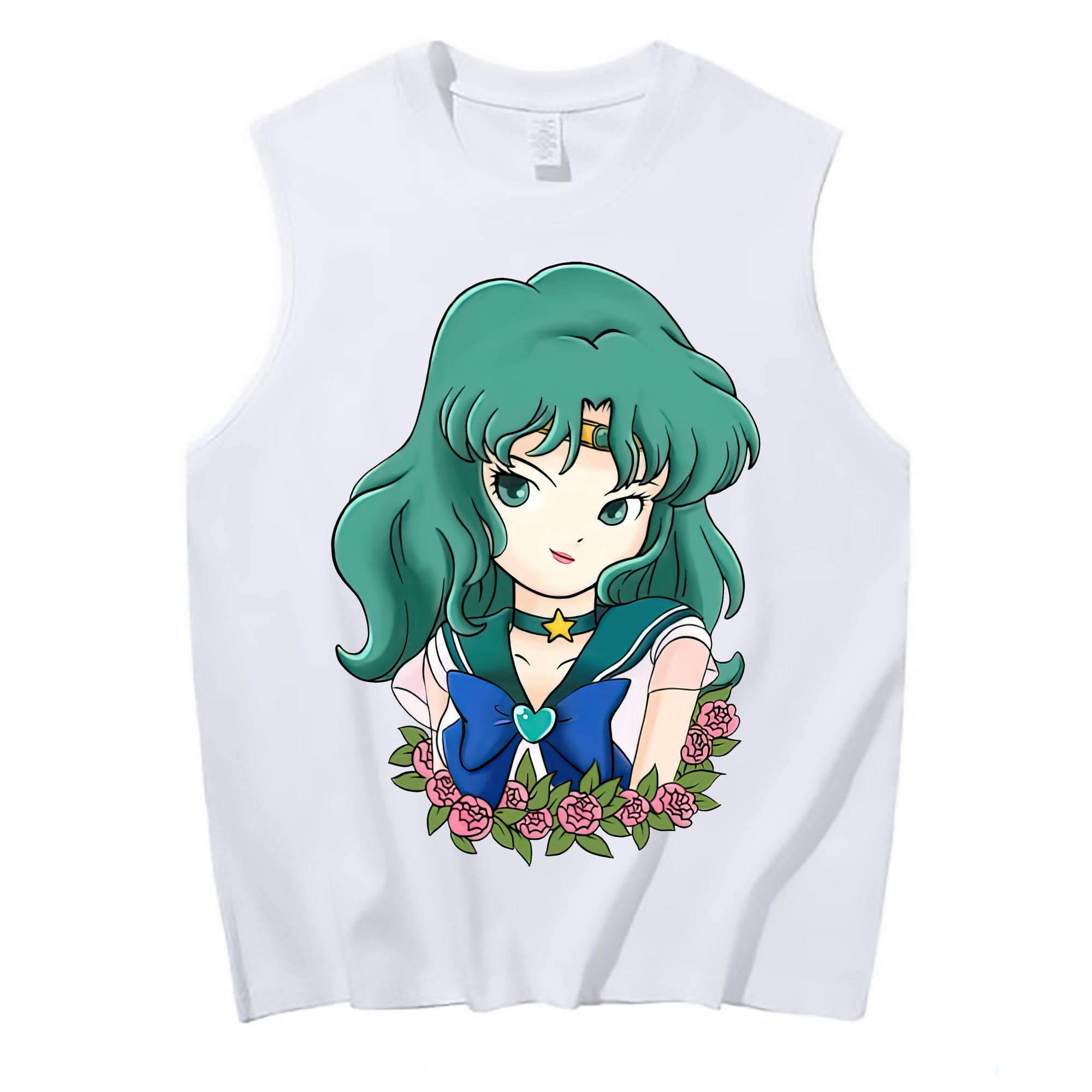 （画像用） 美少女戦士セーラームーン 海王 みちる（かいおう みちる） Sailor Moon Kaiou Michiru コットン100％タンクトップ（フロントプリント）