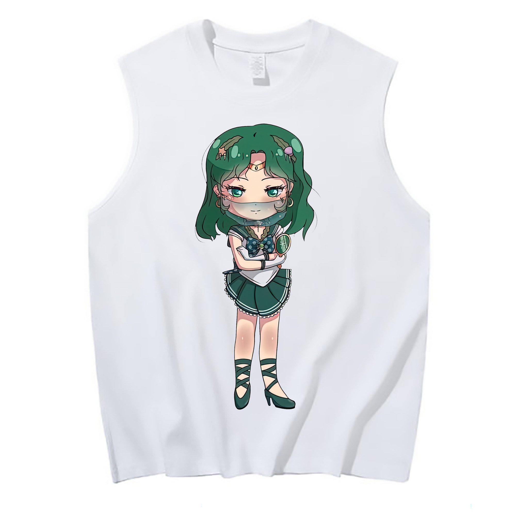 （画像用） 美少女戦士セーラームーン 海王 みちる（かいおう みちる） Sailor Moon Kaiou Michiru コットン100％タンクトップ（フロントプリント）