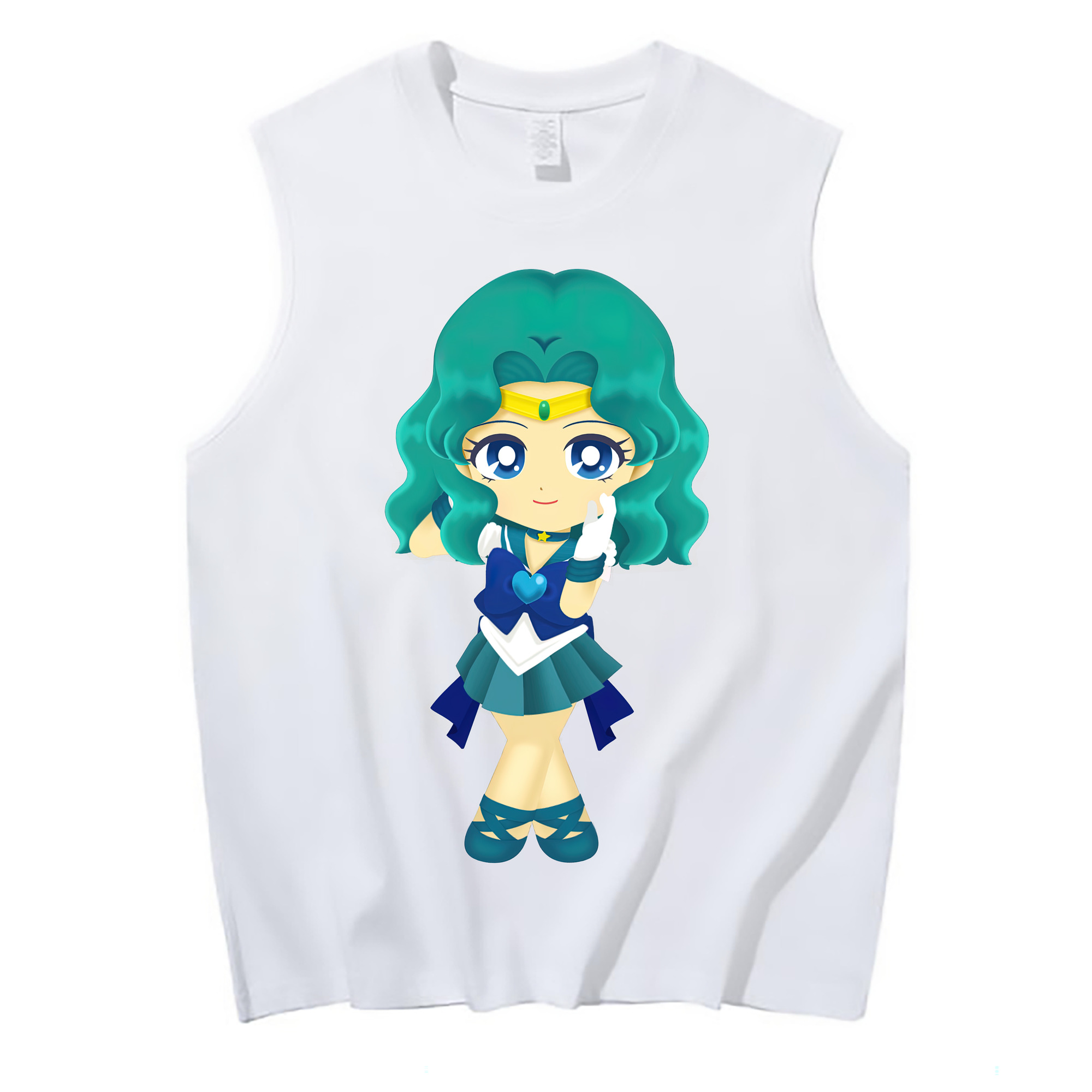 （画像用） 美少女戦士セーラームーン 海王 みちる（かいおう みちる） Sailor Moon Kaiou Michiru コットン100％タンクトップ（フロントプリント）