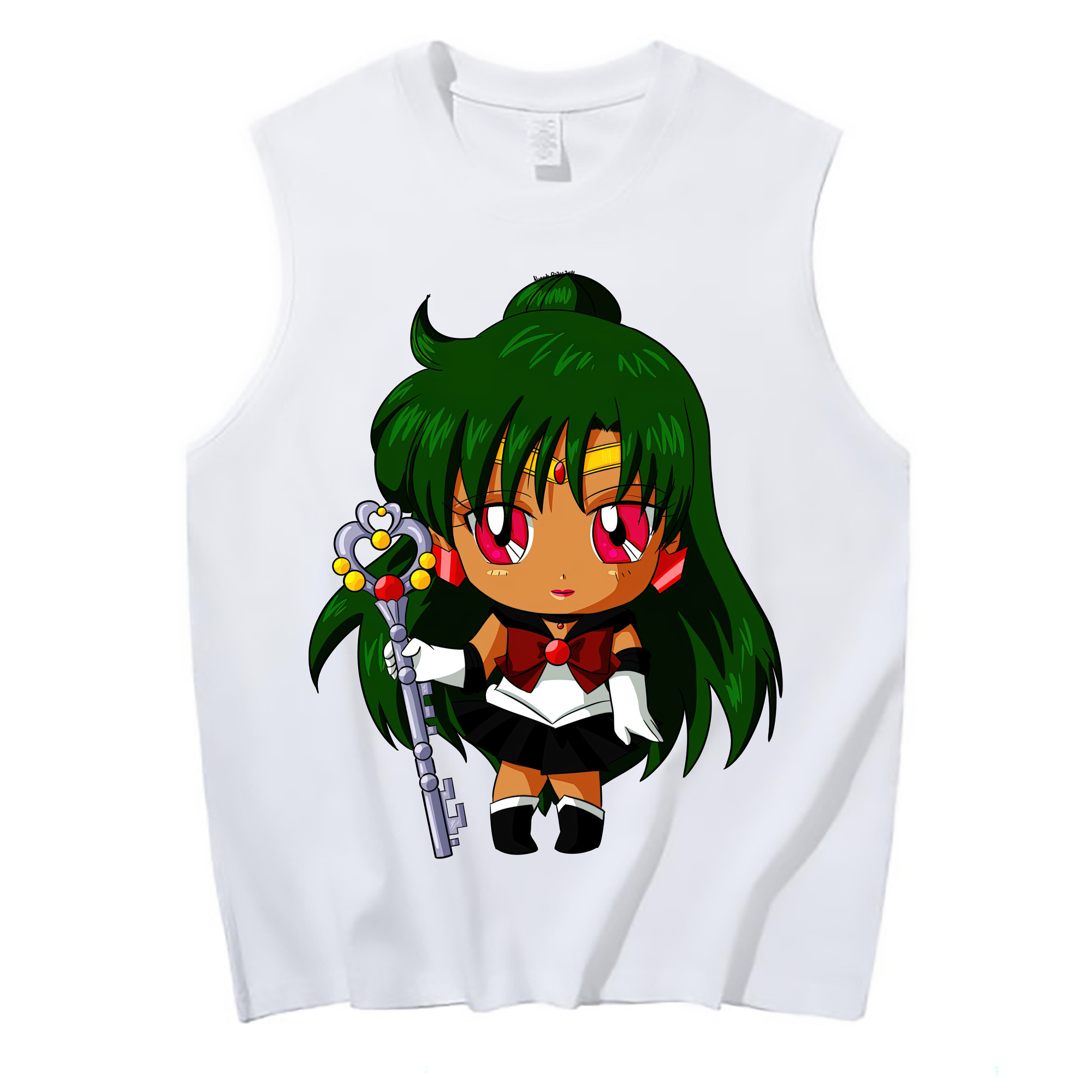 （画像用） 美少女戦士セーラームーン 冥王せつな Sailor Moon Meiou Setsuna コットン100％タンクトップ（フロントプリント）