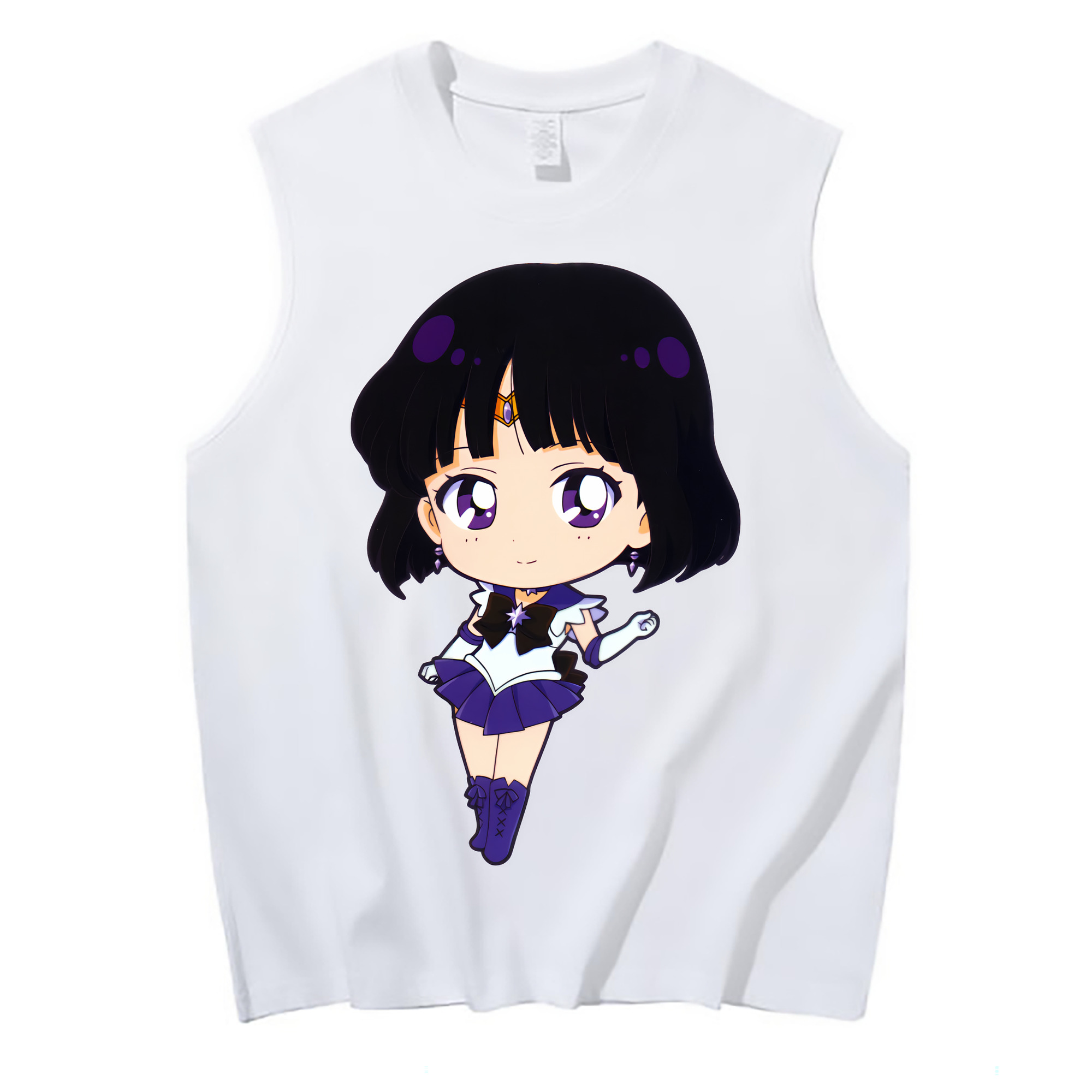 （画像用） 美少女戦士セーラームーン 土萠ほたる Sailor Moon Tomoe Hotaru （セーラーサターン；Sailor Saturn） コットン100％タンクトップ（フロントプリント）