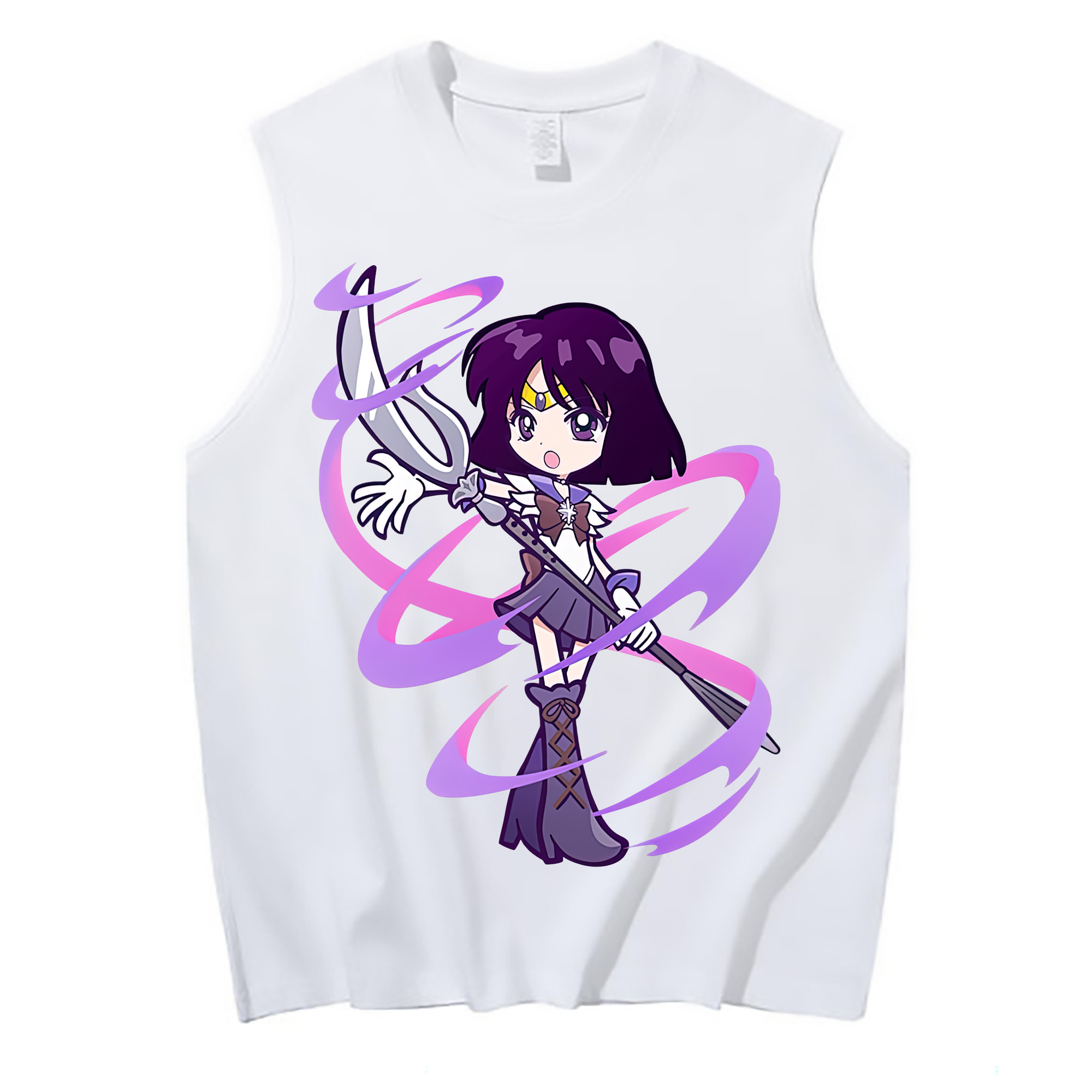 （画像用） 美少女戦士セーラームーン 土萠ほたる Sailor Moon Tomoe Hotaru （セーラーサターン；Sailor Saturn） コットン100％タンクトップ（フロントプリント）