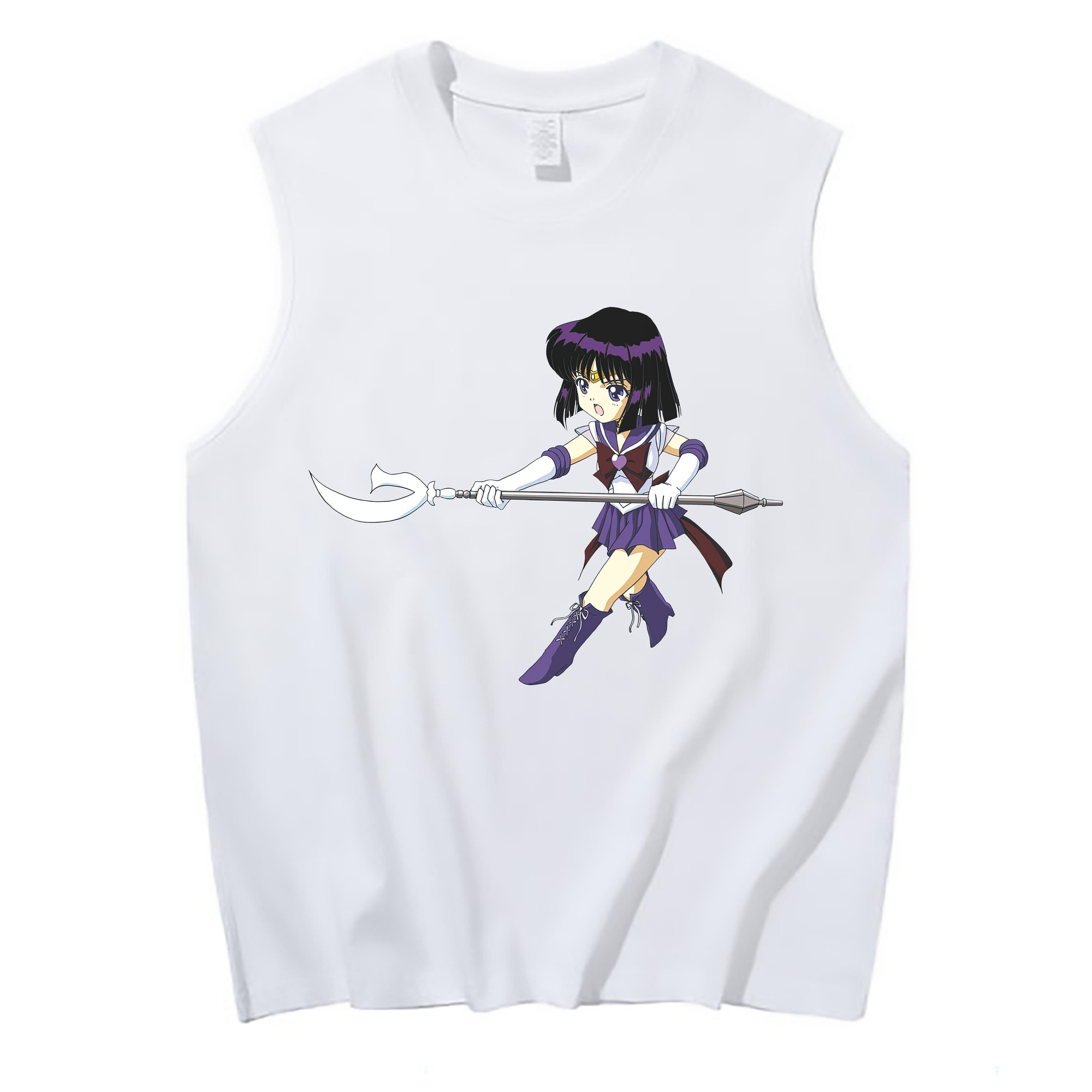 （画像用） 美少女戦士セーラームーン 土萠ほたる Sailor Moon Tomoe Hotaru （セーラーサターン；Sailor Saturn） コットン100％タンクトップ（フロントプリント）