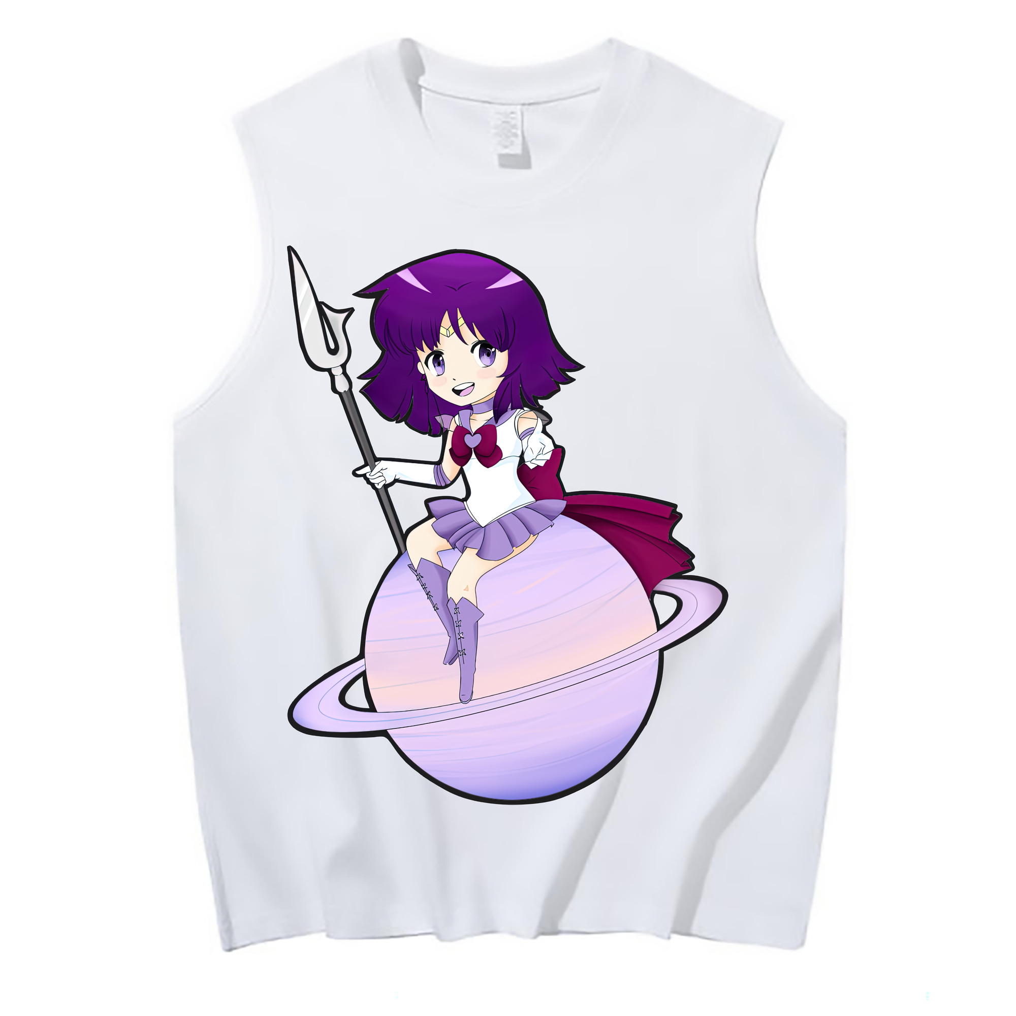 （画像用） 美少女戦士セーラームーン 土萠ほたる Sailor Moon Tomoe Hotaru （セーラーサターン；Sailor Saturn） コットン100％タンクトップ（フロントプリント）